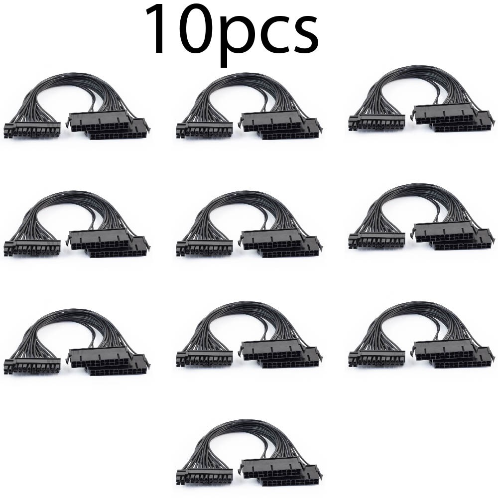 QTY10 Dual PSU ATX Power Supply Adaptor Cable 30cm 24Pin 20+4pin – 10 Pack Lot