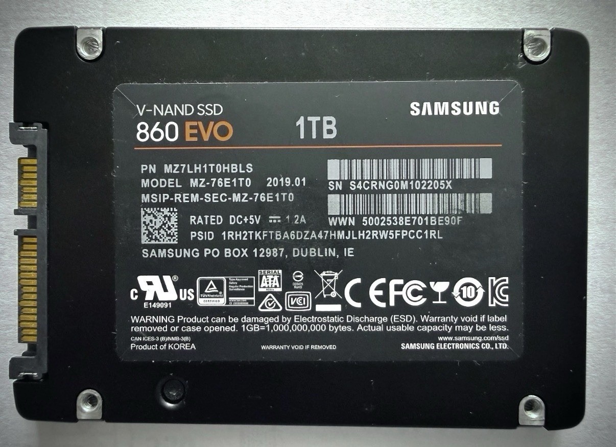Samsung 860 EVO Series 2.5″ MZ-76E1T0 SATA SSD Solid State Drive – 1TB