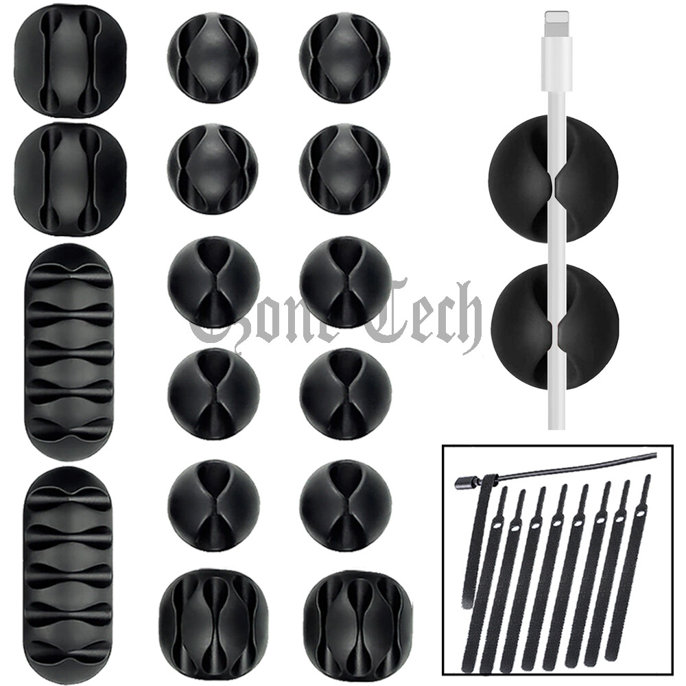 26PCS Cable Clips Cord Management Wire Tie Holder Organizer Clamps Self-Adhesive