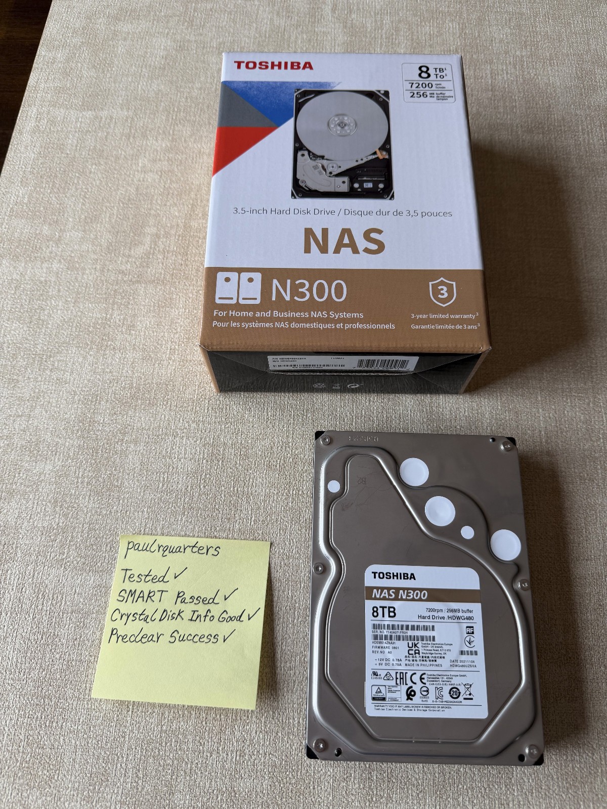 Toshiba 8TB NAS HDD Hard Drive – N300 HDWG480 – CMR 3.5″ SATA 7200 RPM – Tested