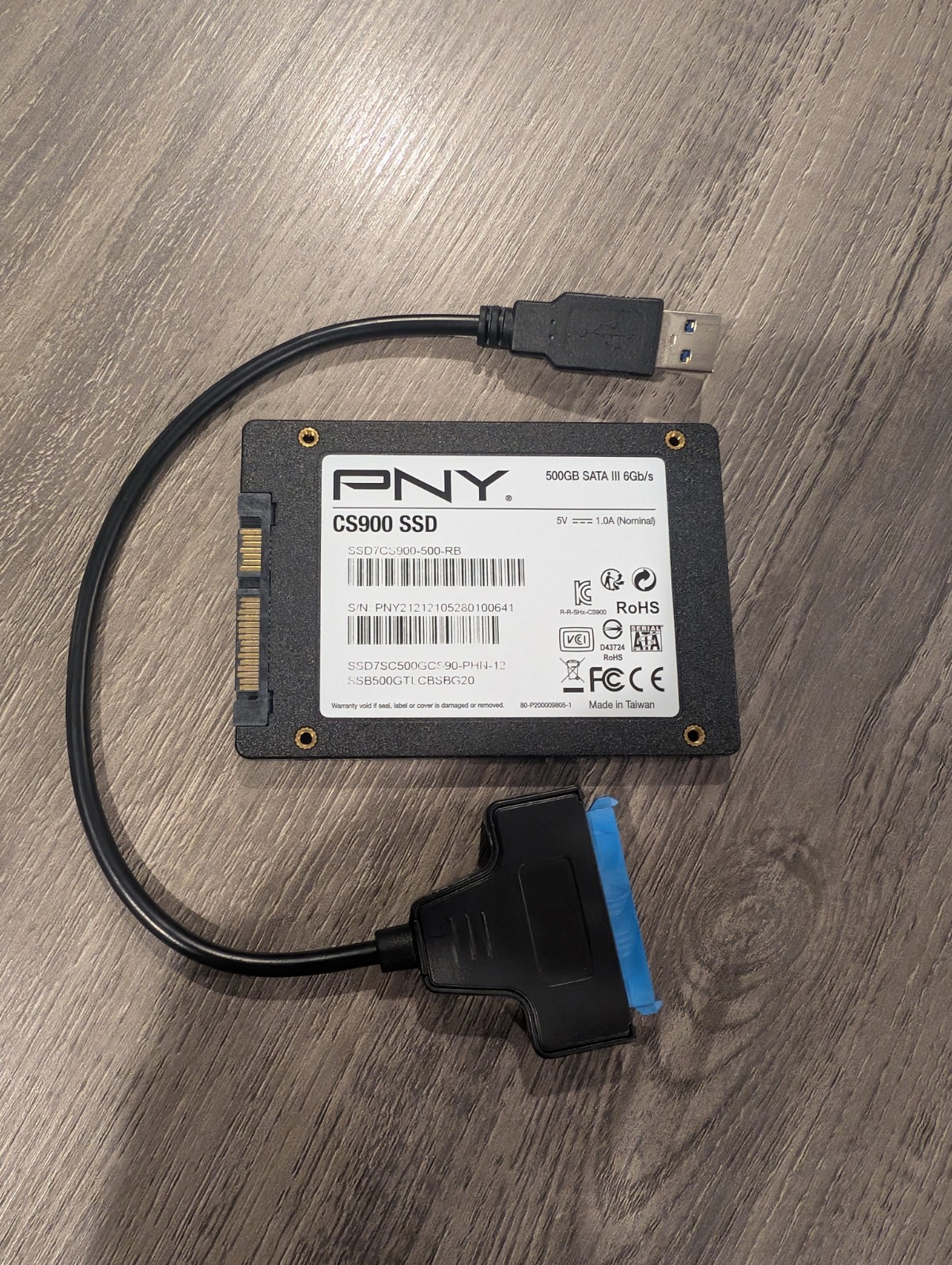 PNY CS900 500GB 2.5″ SATA III Internal SSD 6Gb/s w/ USB to SATA Adapter