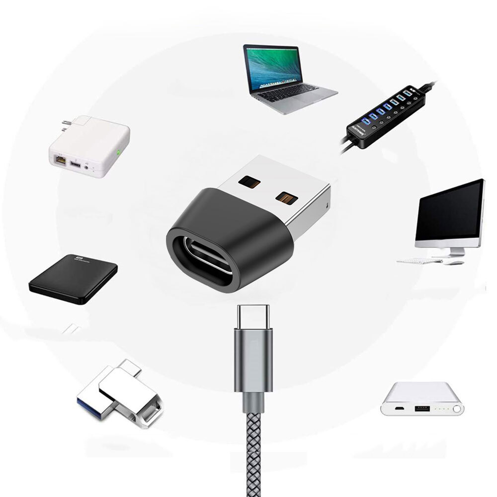 3Pcs USB To Type C OTG Adapter USB C Male To USB Type-c Female Converter