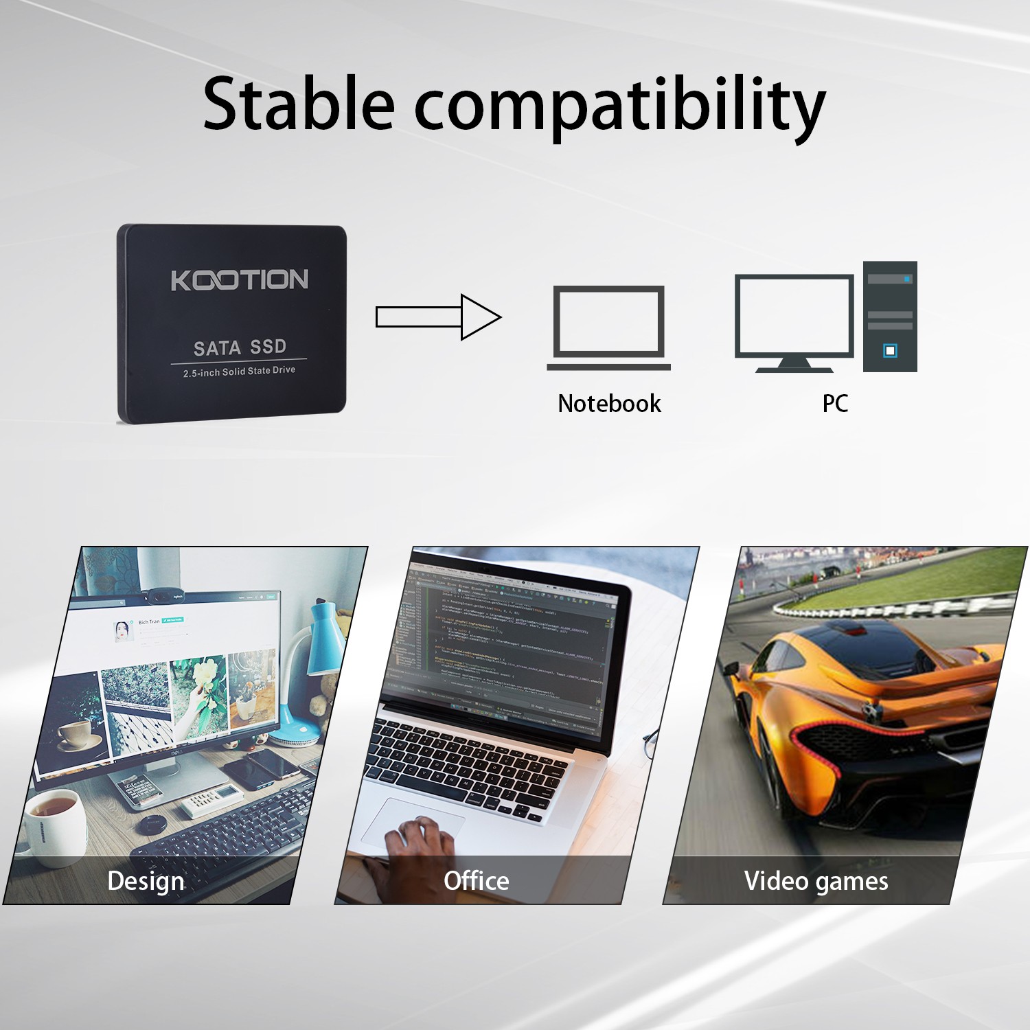 KOOTION 256GB 512GB SATA SSD 2.5 inch Solid State Drive Up to 500MB/s Internal