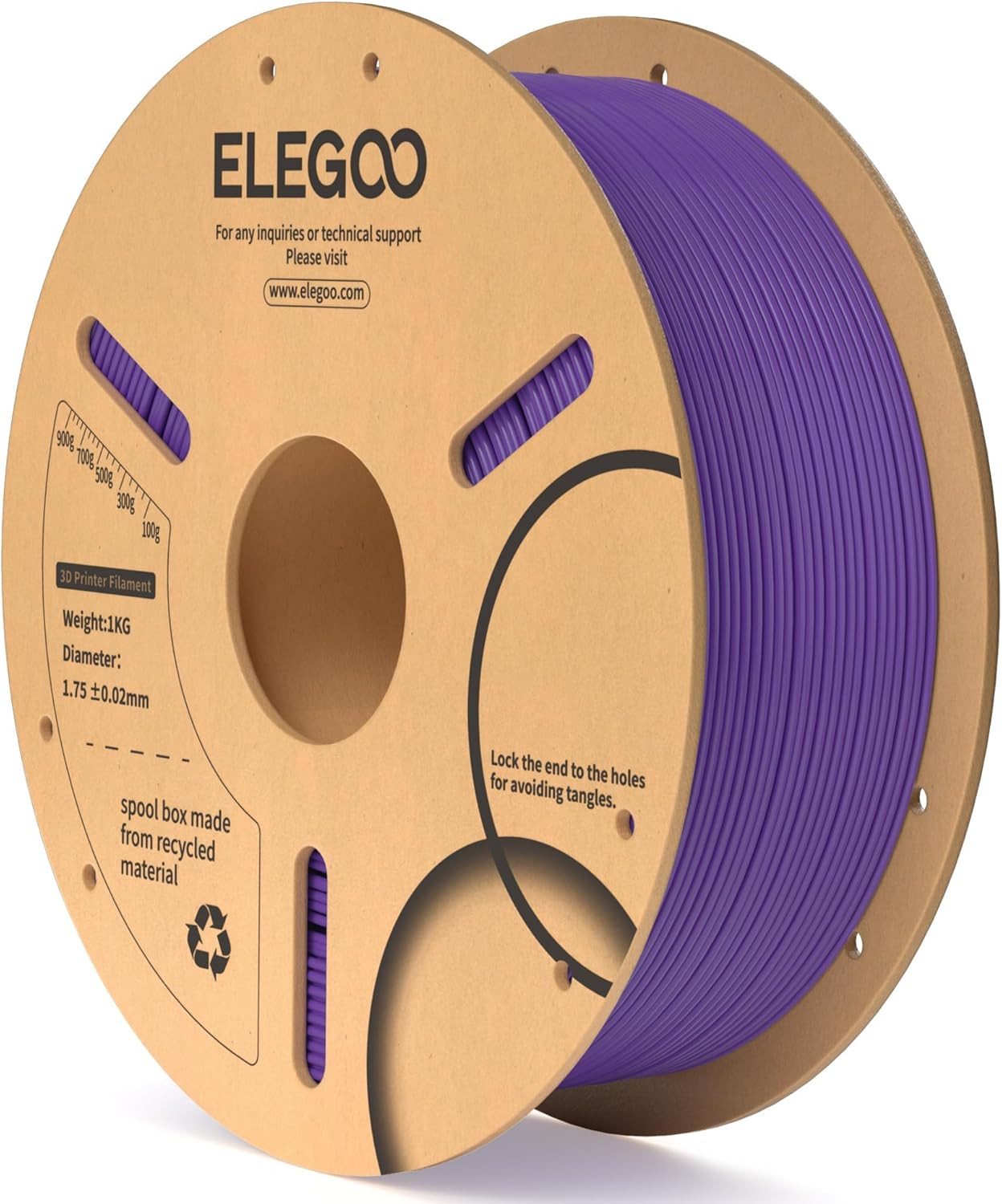 PLA Filament 1.75Mm Purple 1KG, 3D Printer Filament Dimensional Accuracy +/- 0.0