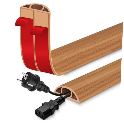 Floor Cord Cover for Wires on Floor Self Adhesive 1.18 In x 20 Ft Brown Wood