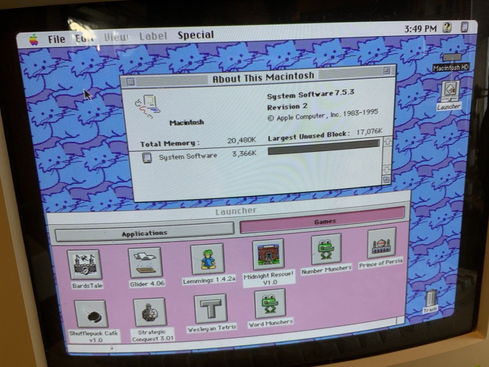Restored Apple Macintosh Performa 450: 20MB RAM 160MB HDD System 7.5.3 Recapped!