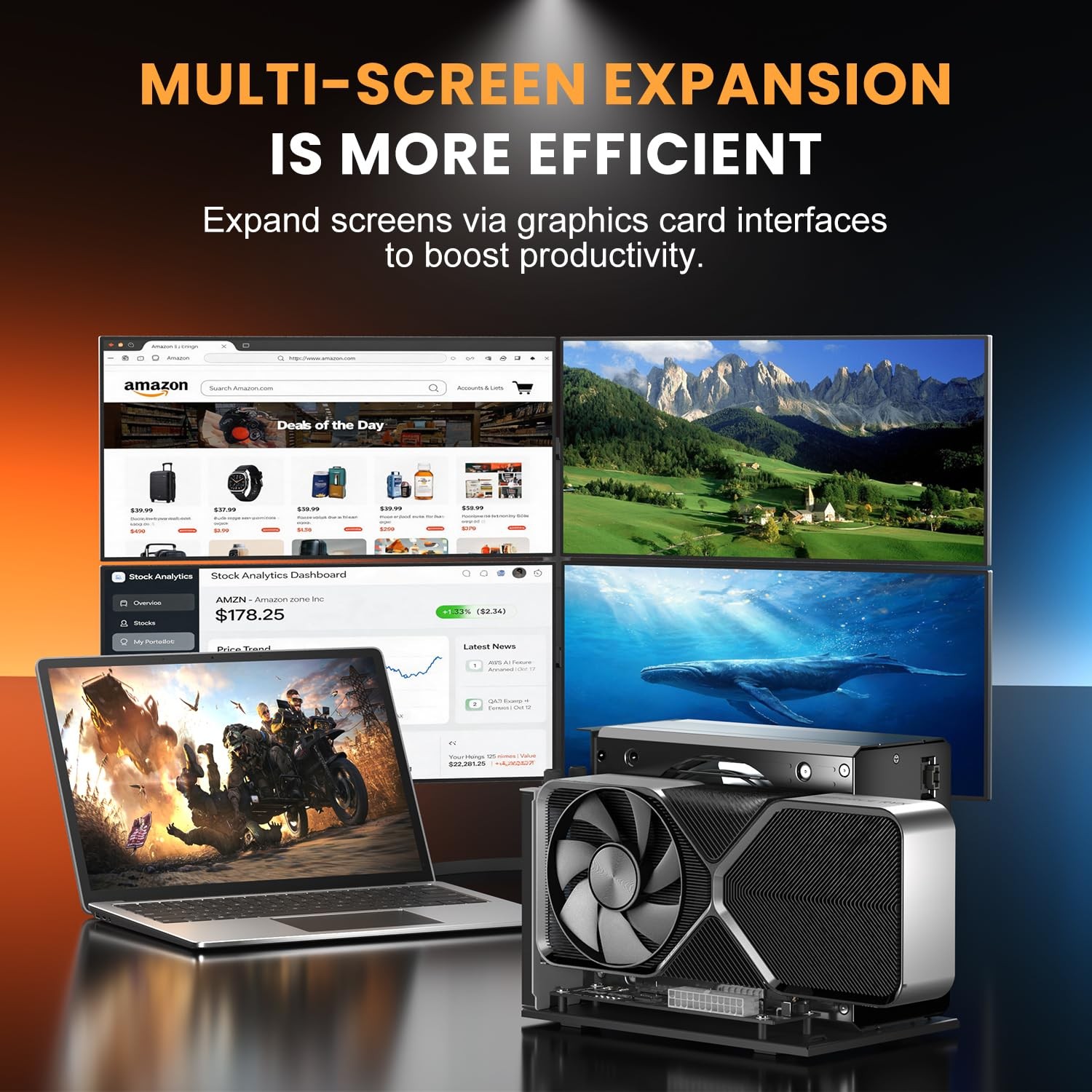PCIe 4.0 x4 64Gbps Compatible eGPU Dock, with OCuLink SFF-8612 8311 to PCIe x…