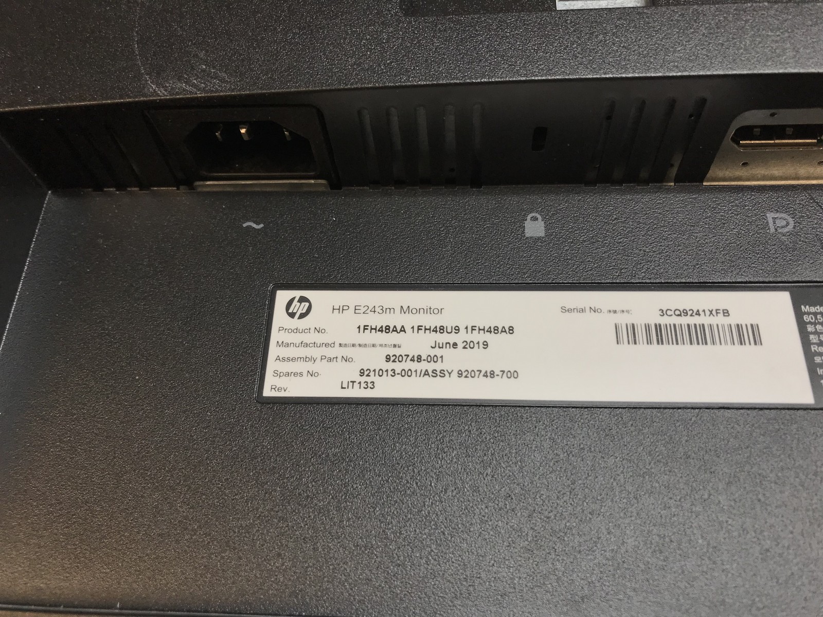 2X HP EliteDisplay E243M 23.8″ 1080P 60Hz HDMI IPS LED Monitor NO STAND