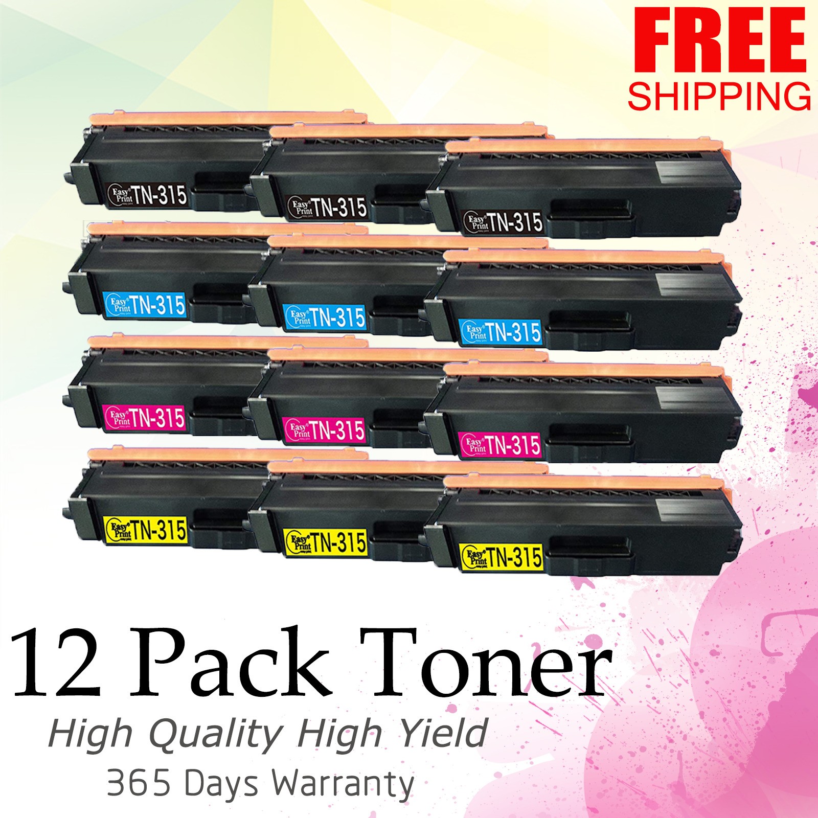 Bulk 12 x 3 Set CMYK Toner Cartridges for Brother Easy Installation