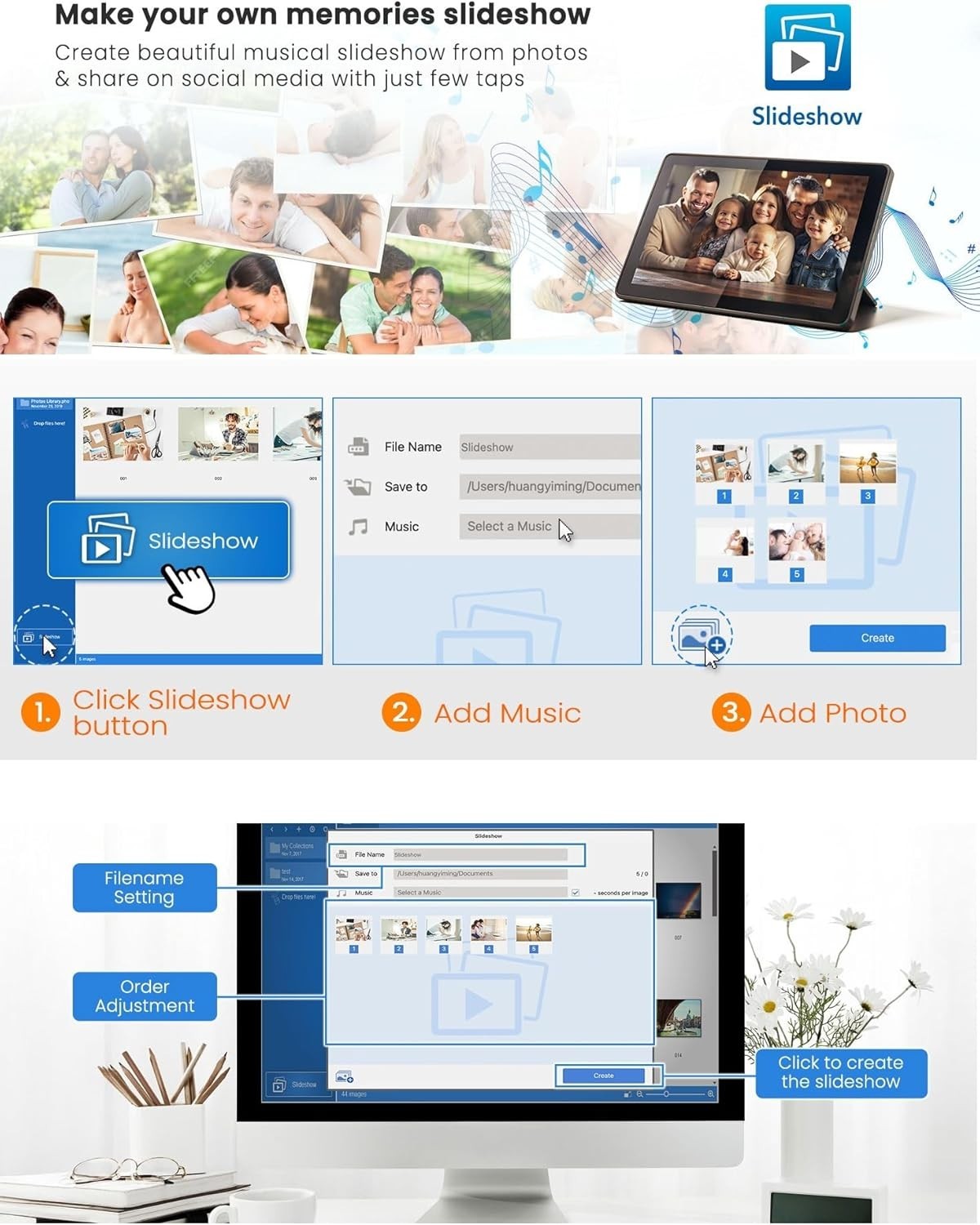 Photo Scanner ePhoto , Scans 4×6 inch Photos in 2 Seconds, Auto crop and desk…