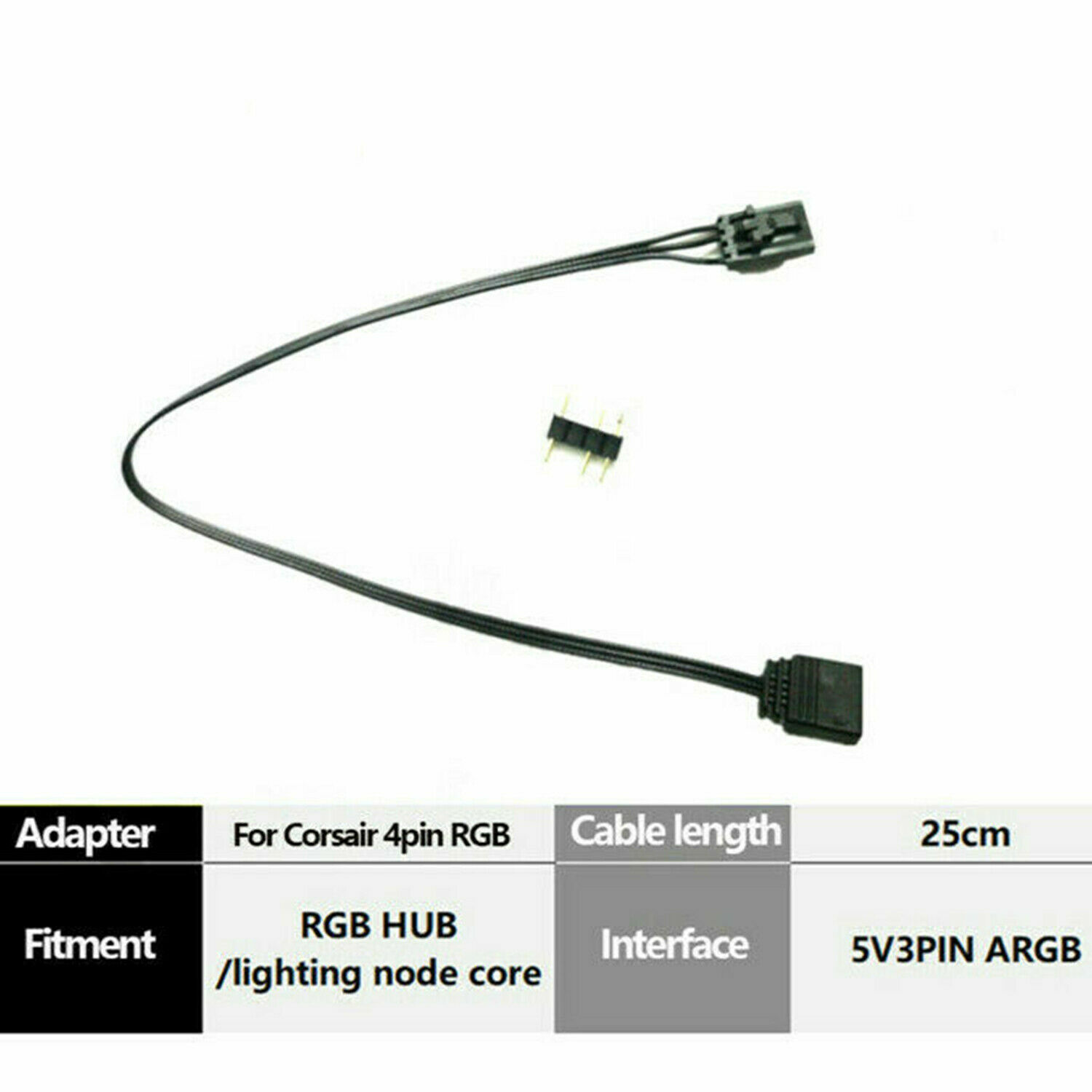 New For Corsair RGB to Standard ARGB 3-Pin 5V 25cm Adapter Connector US