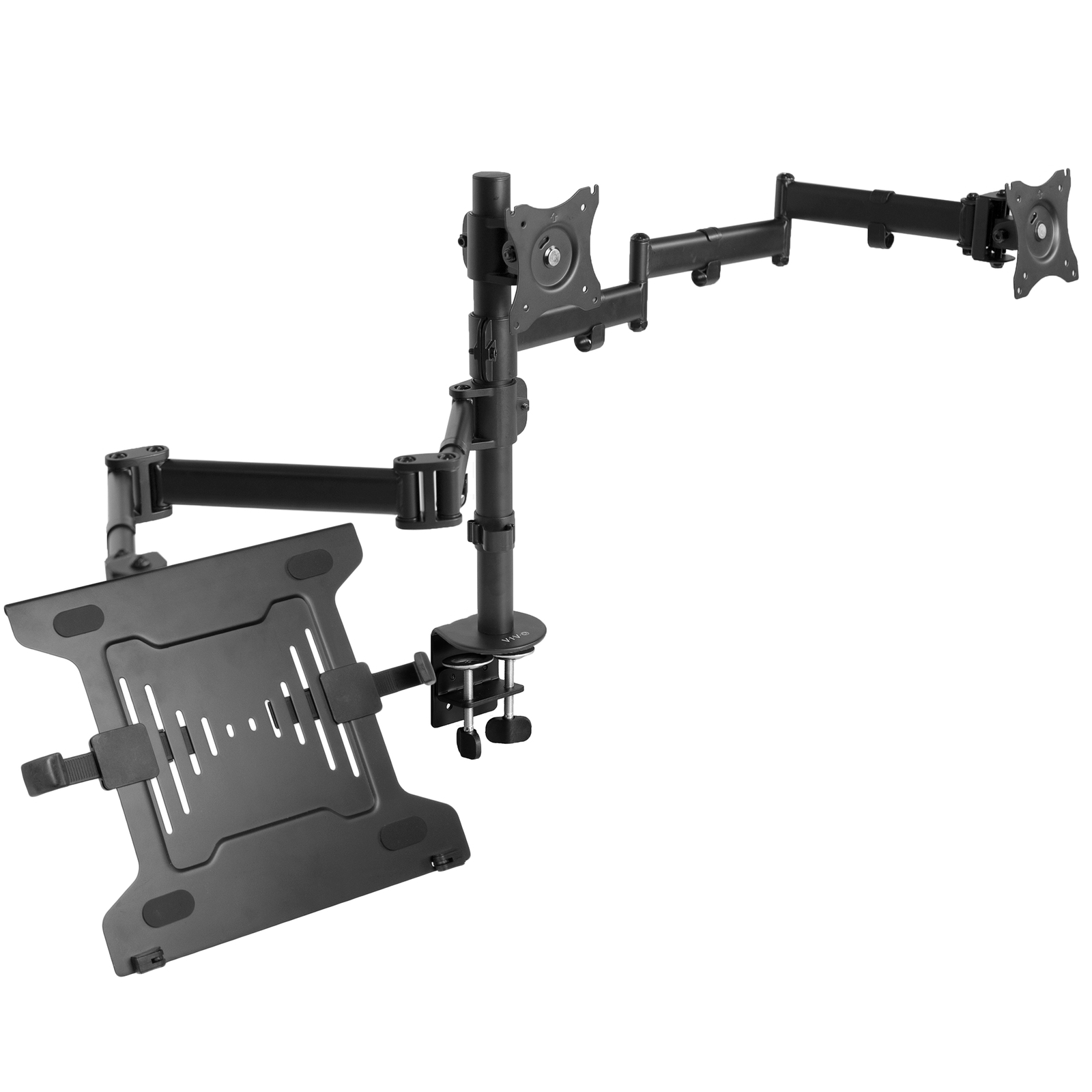 VIVO Dual 13″ to 27″ Monitor Mount with Laptop Holder, Horizontal Screen Display