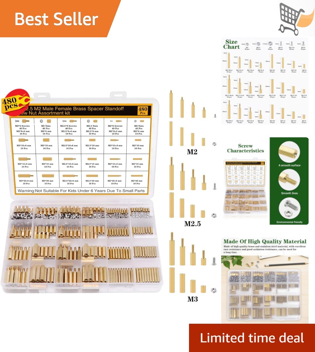 480Pcs Motherboard Standoffs Screws Nuts Kit for DIY Electronics Raspberry Pi