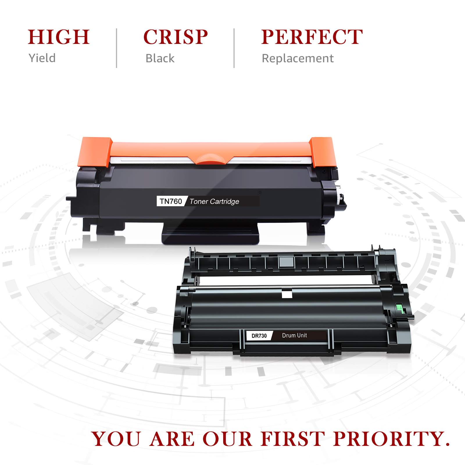 TN-760 Toner DR730 Drum Compatible for Brother HL-L2395DW DCP-L2550DW TN760 lot