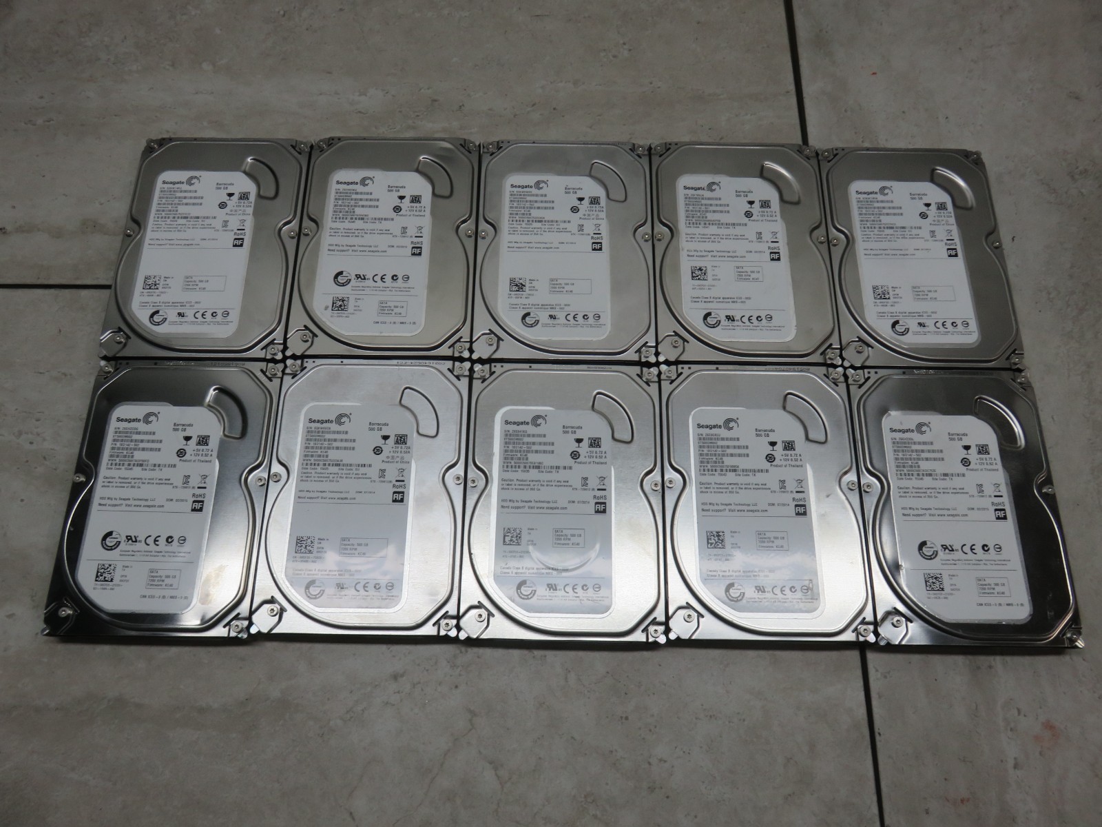 Lot of 10 Seagate Barracuda 500GB 7200RPM SATA III 3.5” Hard Drive ST500DM002