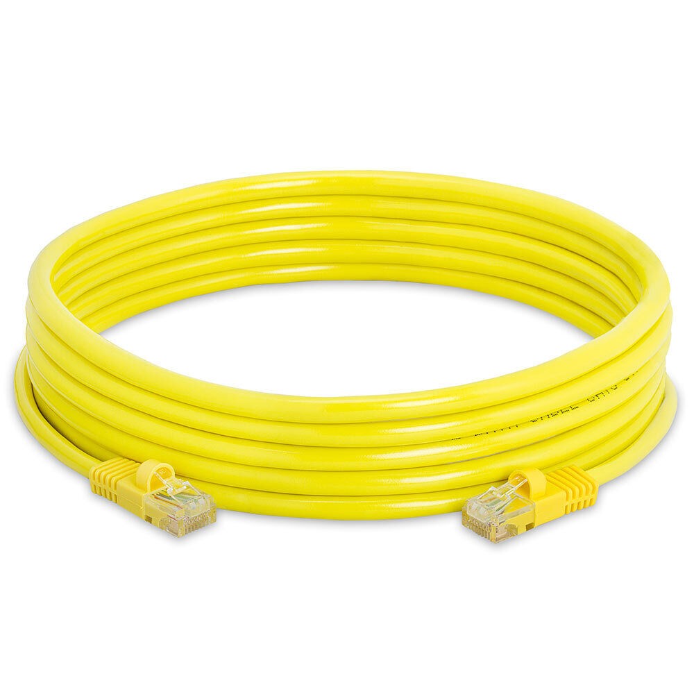 2 Pack Cat5e Patch Cord Yellow 15 Feet Lan Ethernet Cable Network Internet RJ45