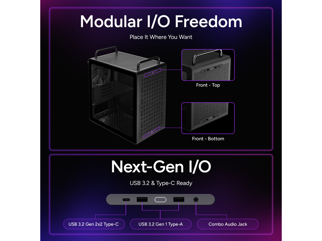 Cooler Master QUBE 340 Micro-ATX Compact -Tower PC Case – Customizable Modular C