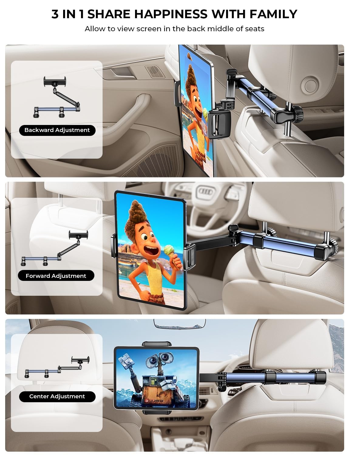Tryone Headrest Tablet Holder for Car Accessories : [18.11-inch Dark blue