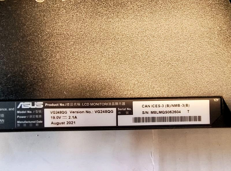 ASUS VG248QG 24 inch 165Hz G-SYNC Gaming Monitor Full HD 1080p (F1)