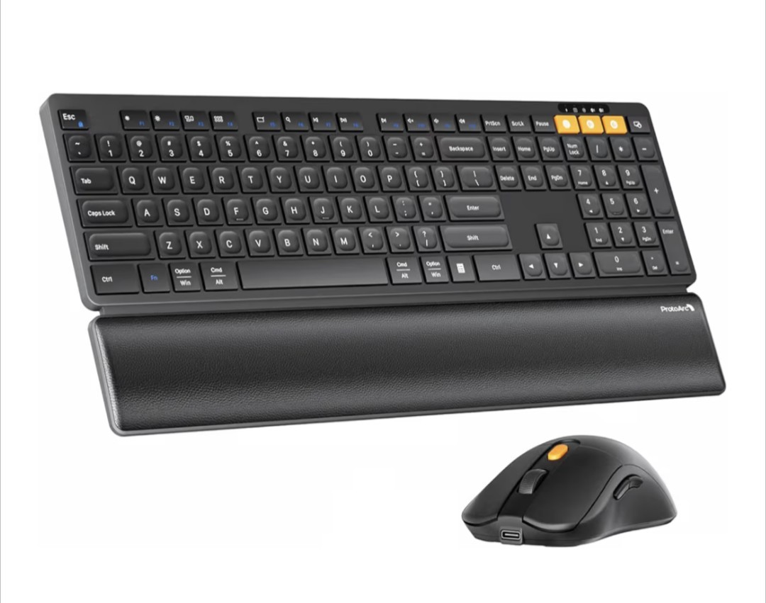 ProtoArc Ergonomic Keyboard Mouse Combo Wireless Bluetooth Rechargeable
