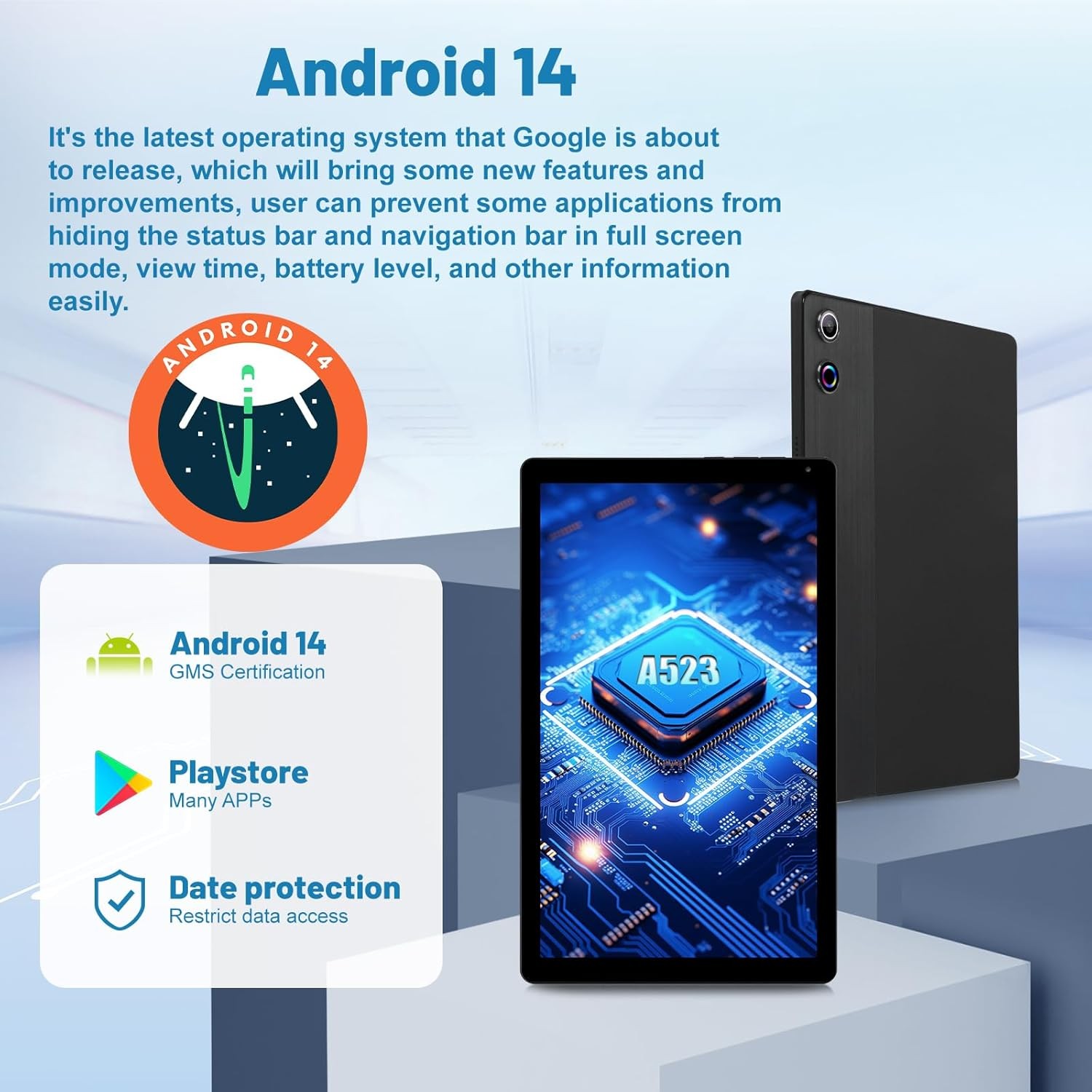AEEZO Tablet 10.4 inch Android 14 with 16GB RAM 128GB ROM Dual Camera 4G Touch