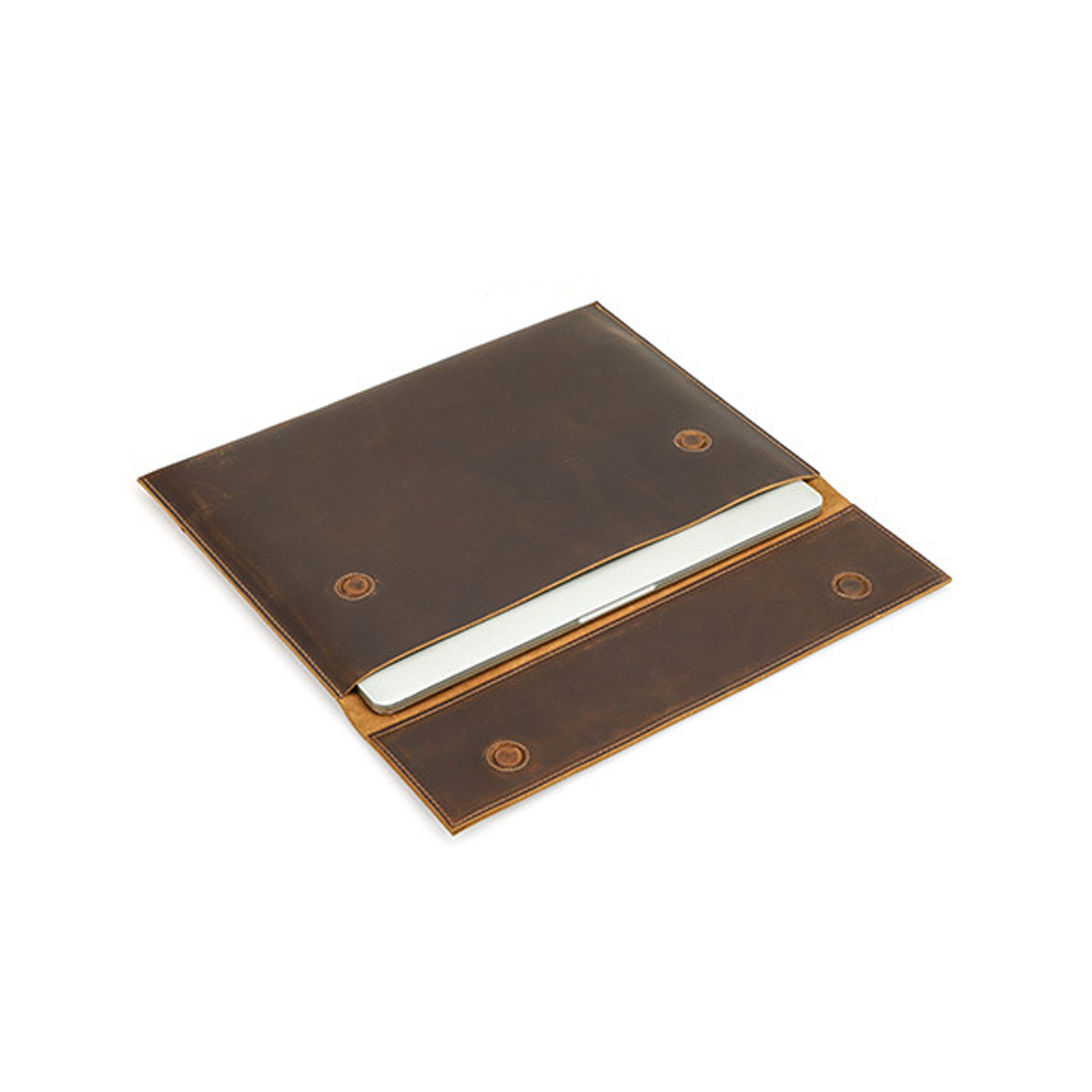 For MacBook Air 15 inch Genuine Leather Sleeve Magnetic Closure Laptop Case