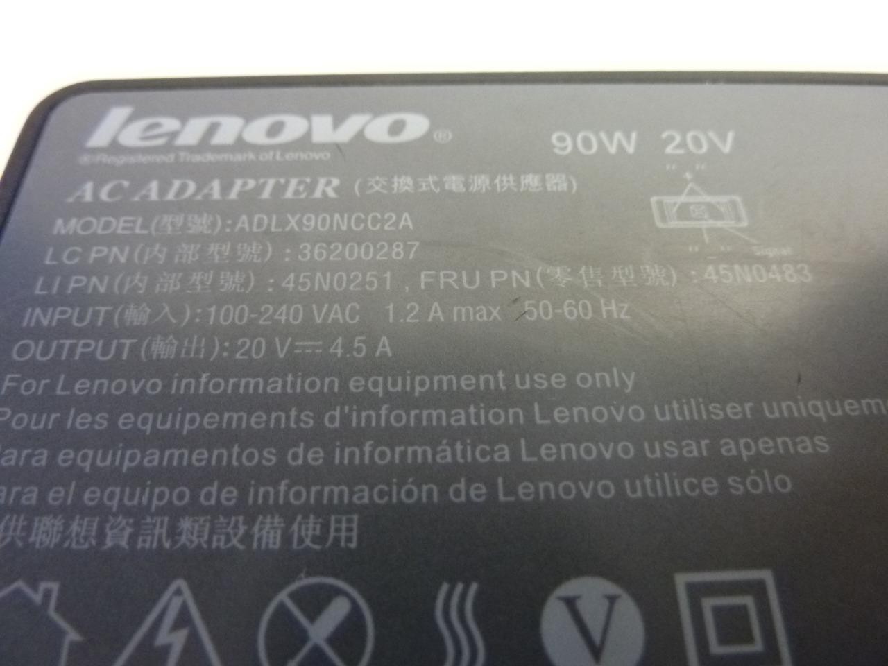Genuine Lenovo 90W AC Power Adapter 20V 4.5A ADLX90NLC2A, 36200287, 45N0483