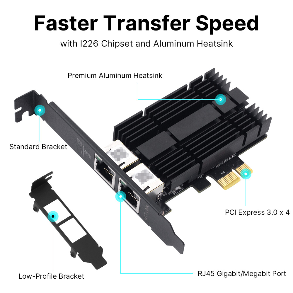 2.5G PCIE RJ45 Port Network Card Gigabit Ethernet LAN Adapter Intel I226 chipset