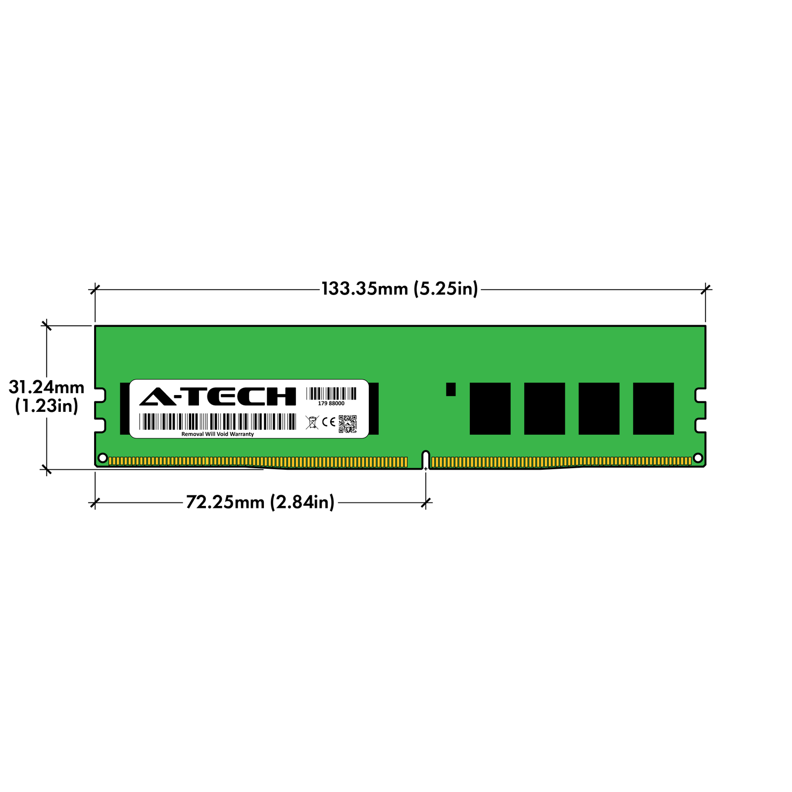 A-Tech 64GB 2x 32GB 2Rx8 PC4-25600 DDR4 3200 MHz ECC UNB UDIMM Server Memory RAM