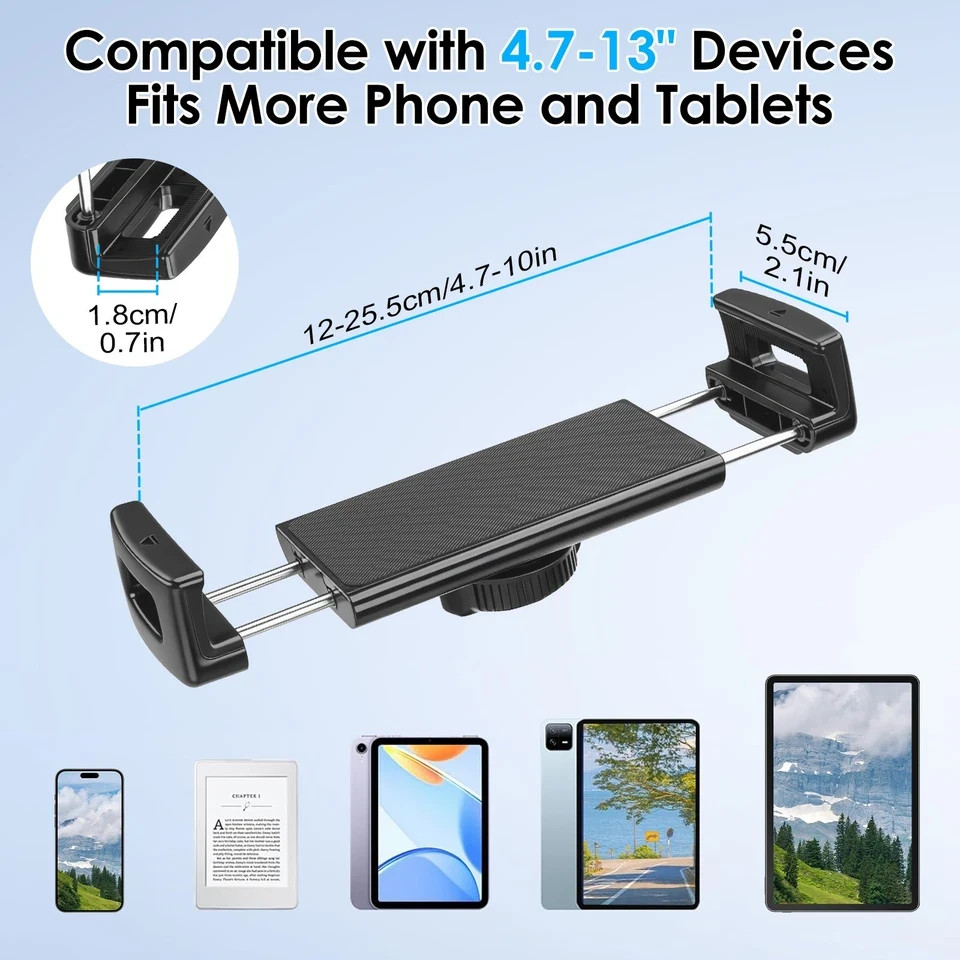 360° Rotating Car Headrest Phone Tablet Holder Adjustable Rear Seat Mount 5-13″