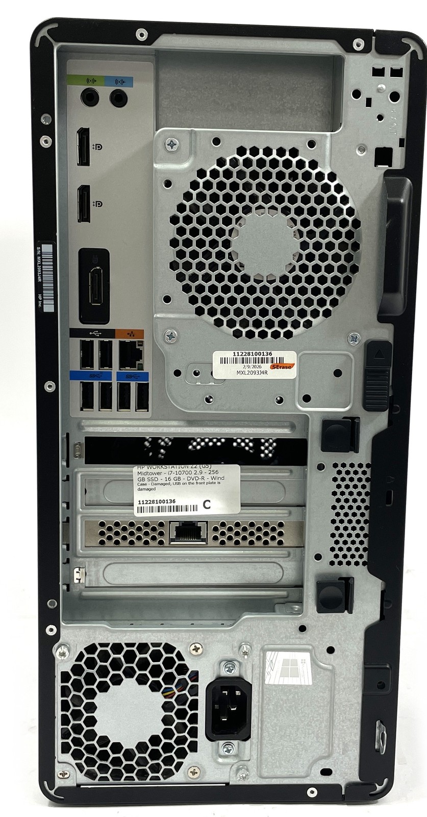 HP Workstation Z2 G5 Desktop i7-10700 256GB SSD 16GB RAM DVD-R – Win 11 – Desc