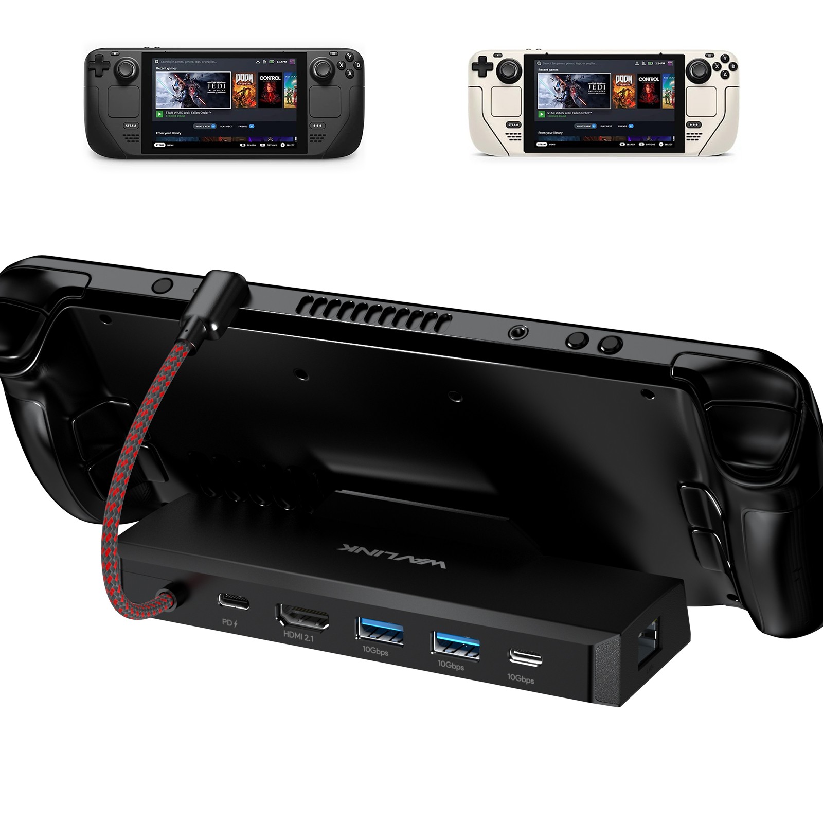 Steam Deck Dock Docking Station for Steam Deck/ROG Ally 4K@144Hz HDMI 2.1 100WPD
