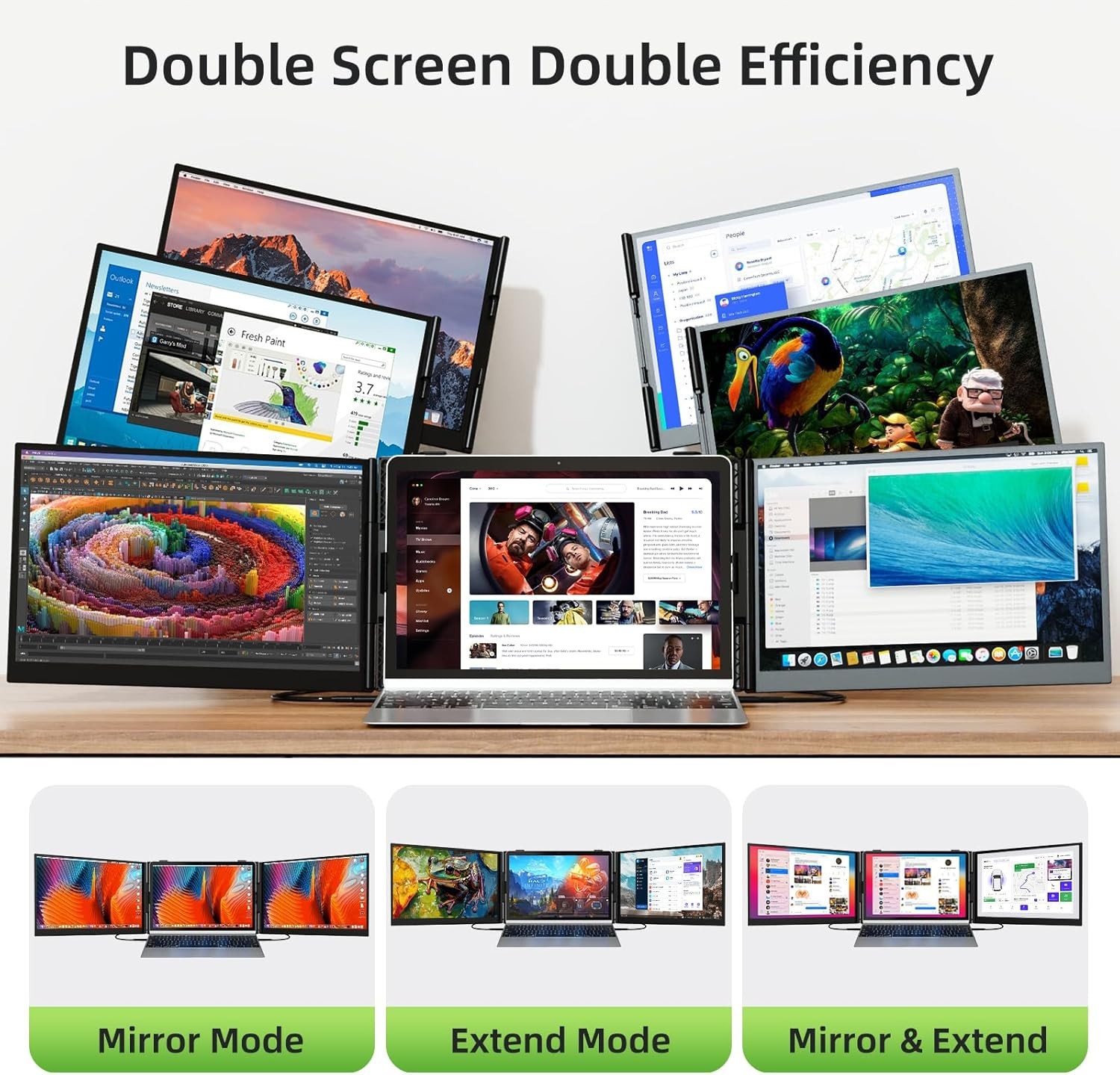 Laptop Screen Extender, Ultra-Thin 15.3″FHD 1200P 16:10 Portable Monitor for Lap