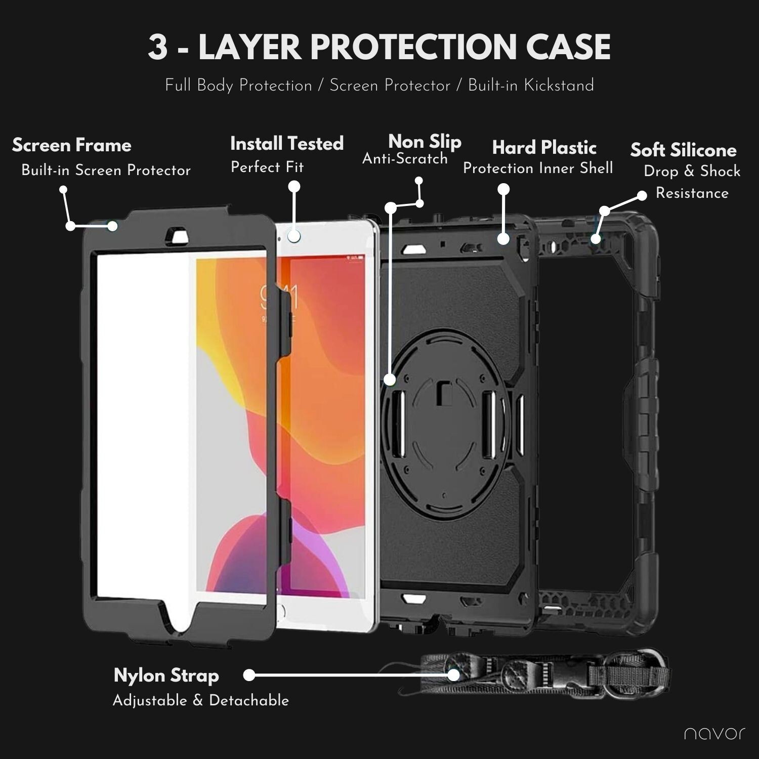 Heavy Shockproof Magnetic Rugged Stand Cover for iPad 9th/8th/7th Gen 10.2″ Case