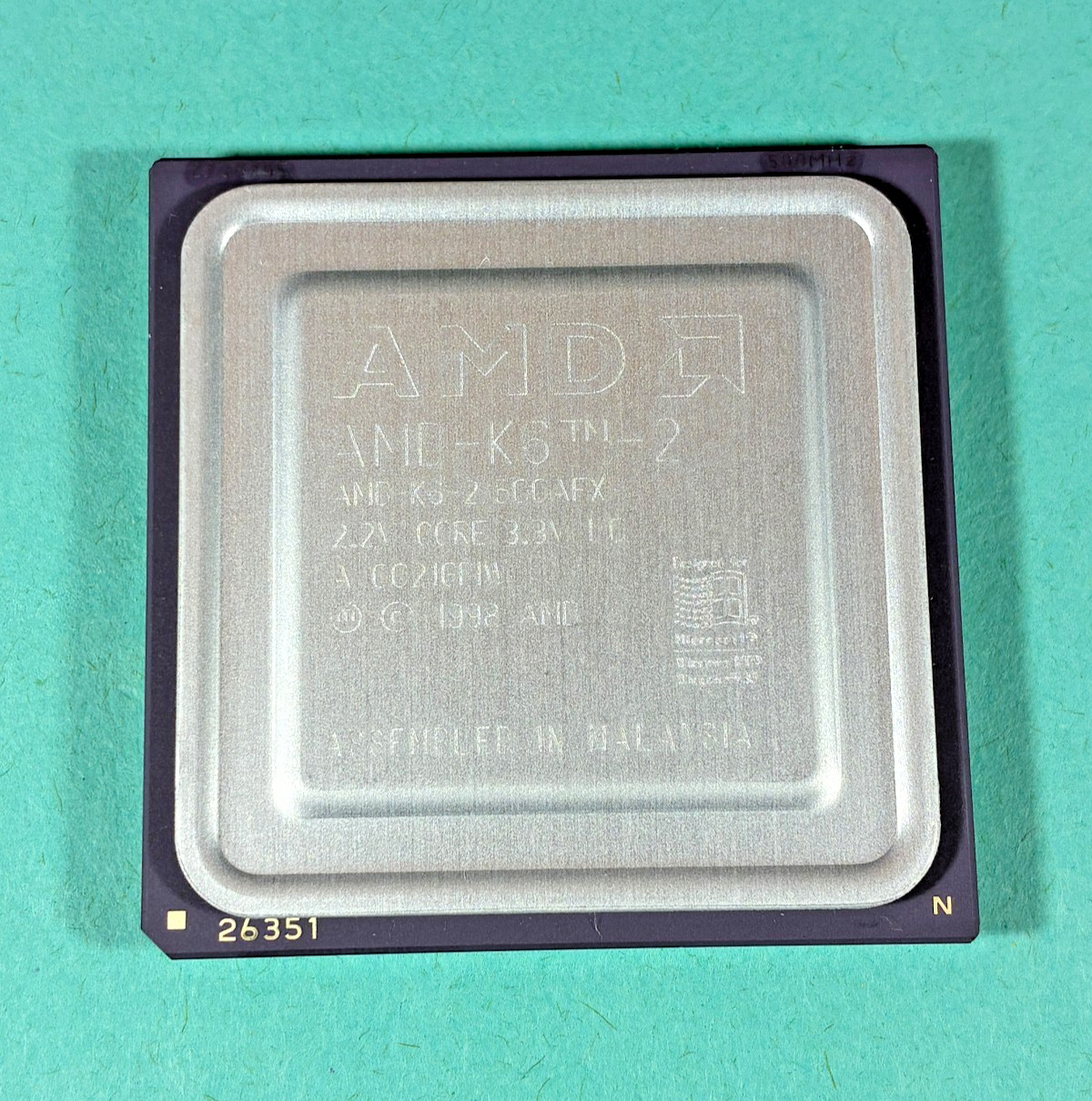 AMD-K6-2/500AFX 500MHz Processor Super Socket 7 – Pins Intact – Untested