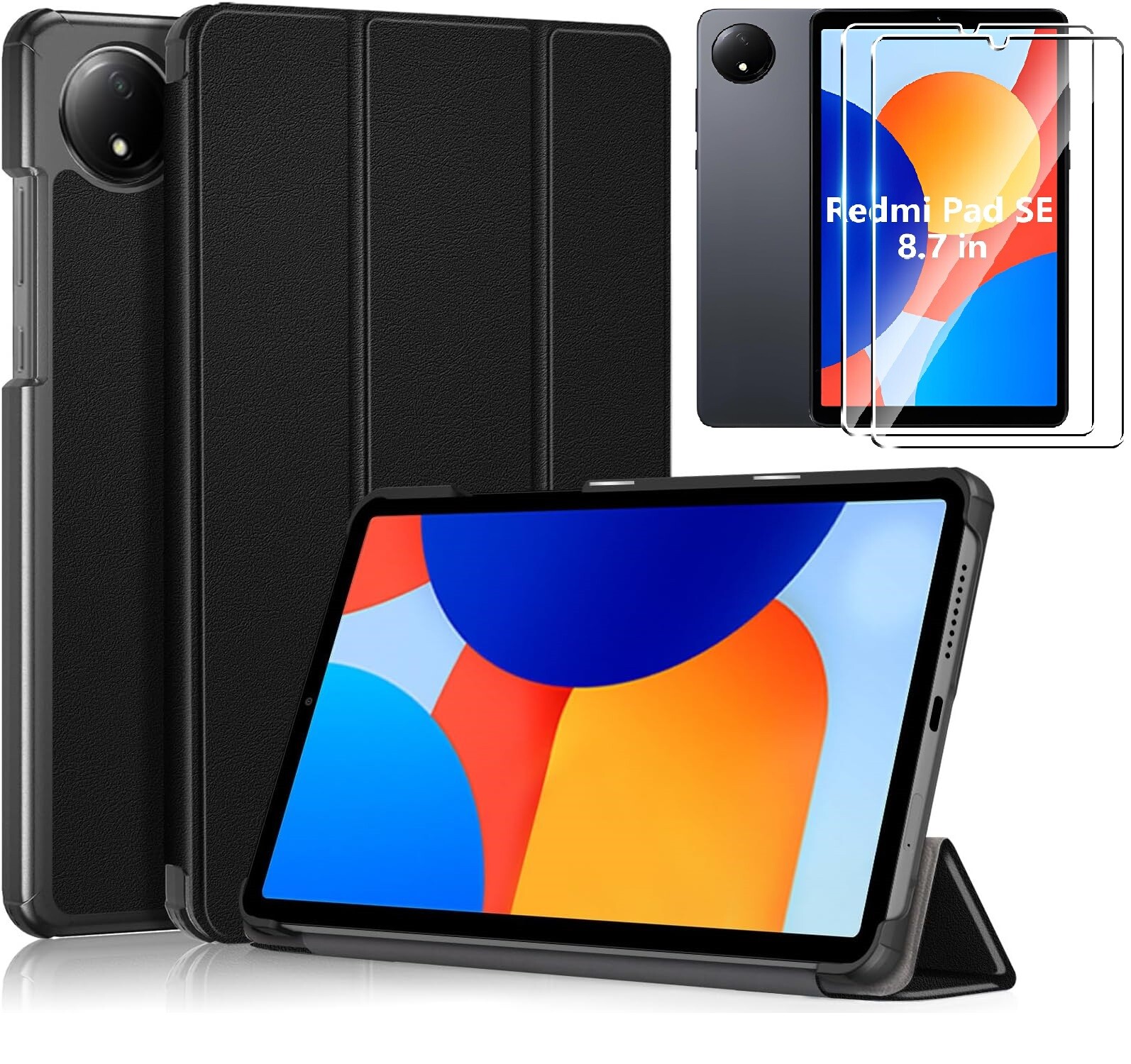 Case For Xiaomi Redmi Pad SE 8.7″ Trifold Stand Cover / Glass Screen Protector