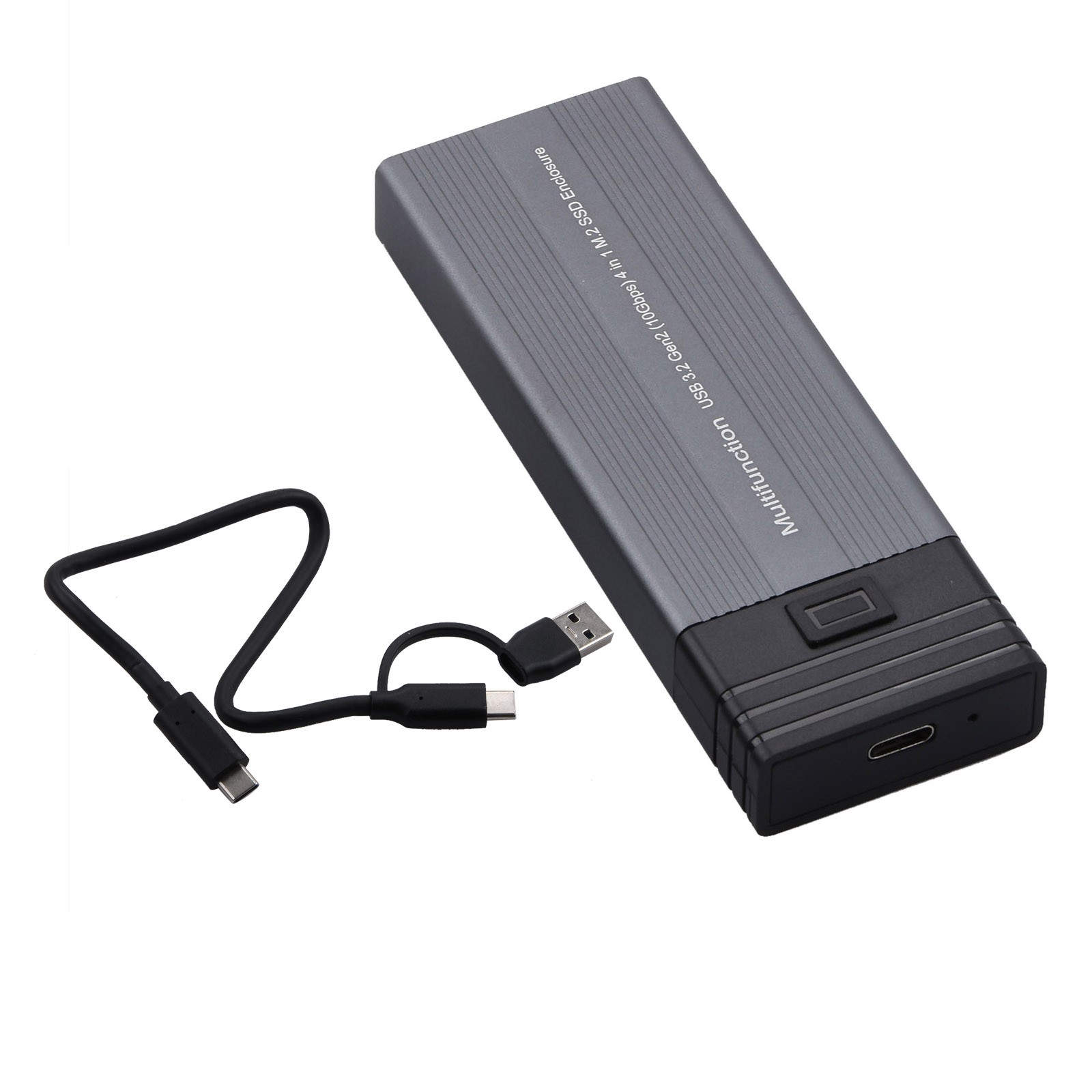 10Gbps Mobile External SSD Adapter Case 2 In 1 Design M.2 NVMe SSD&USB Hub