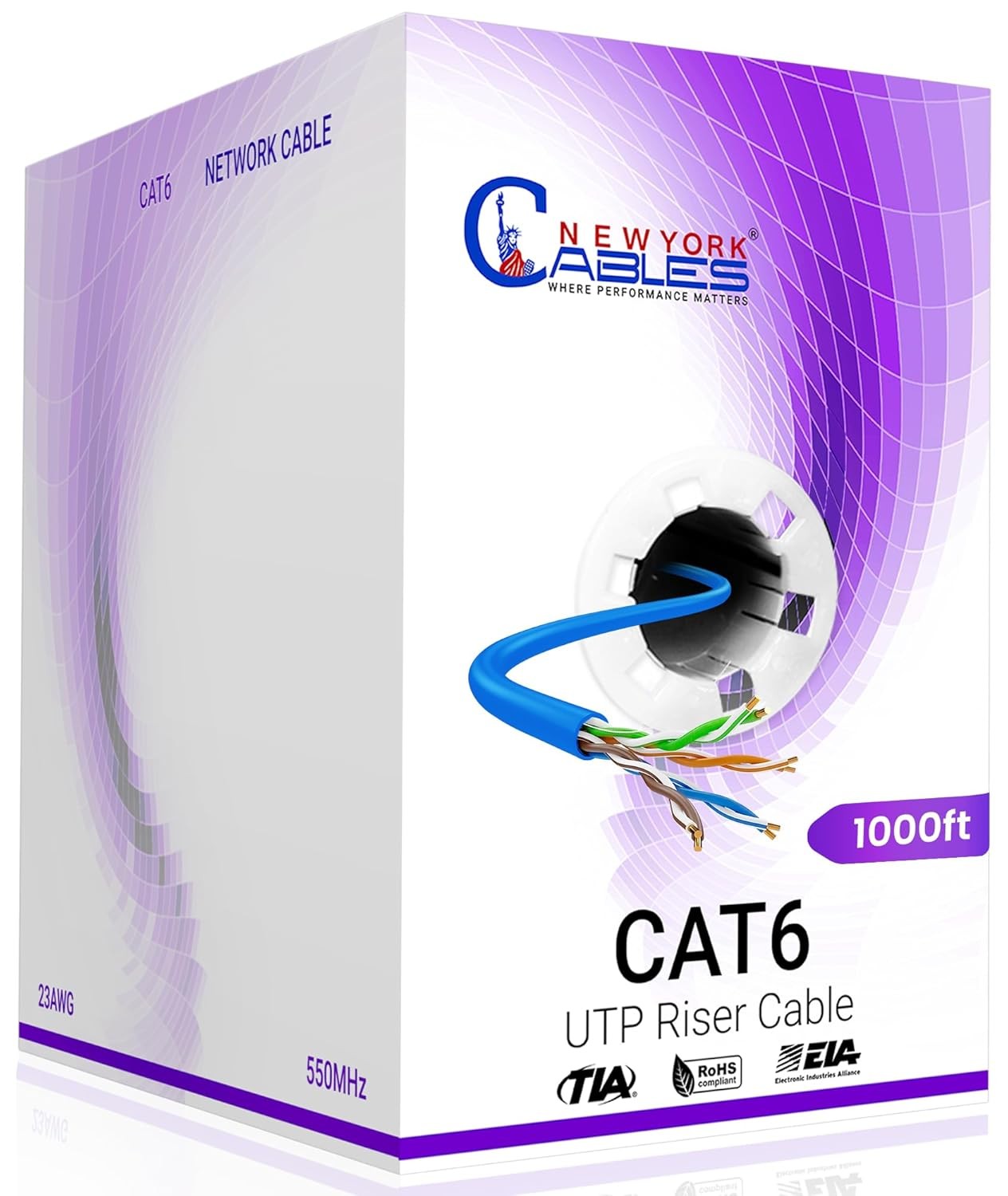 CAT6 Riser Ethernet Cable Open Box | 23AWG, UTP 4 Pairs, 550MHz 10Gbps, CMR