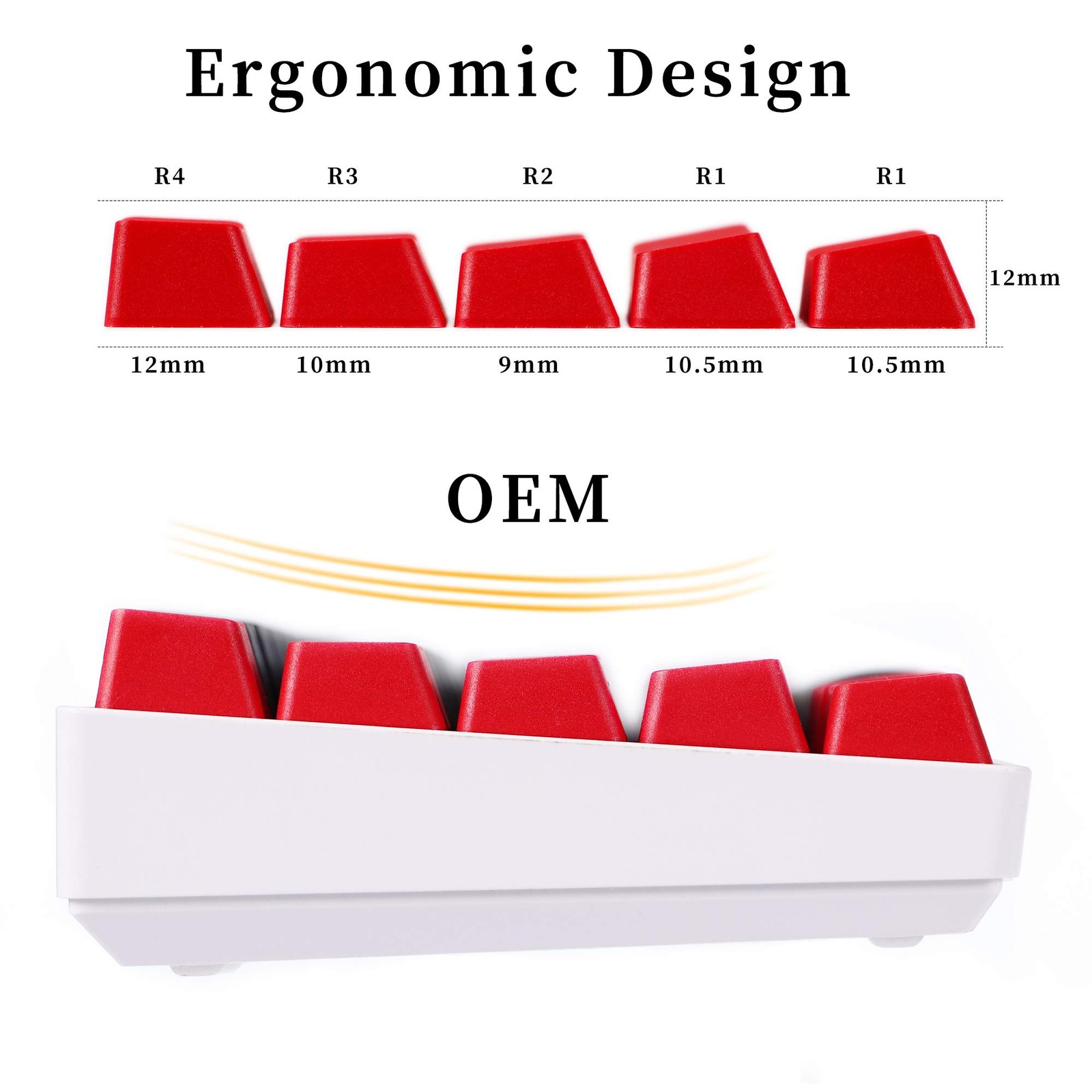 PBT Keycaps Red and Black Keycaps 60 Percent, OEM Profile Custom keycaps Set, Su