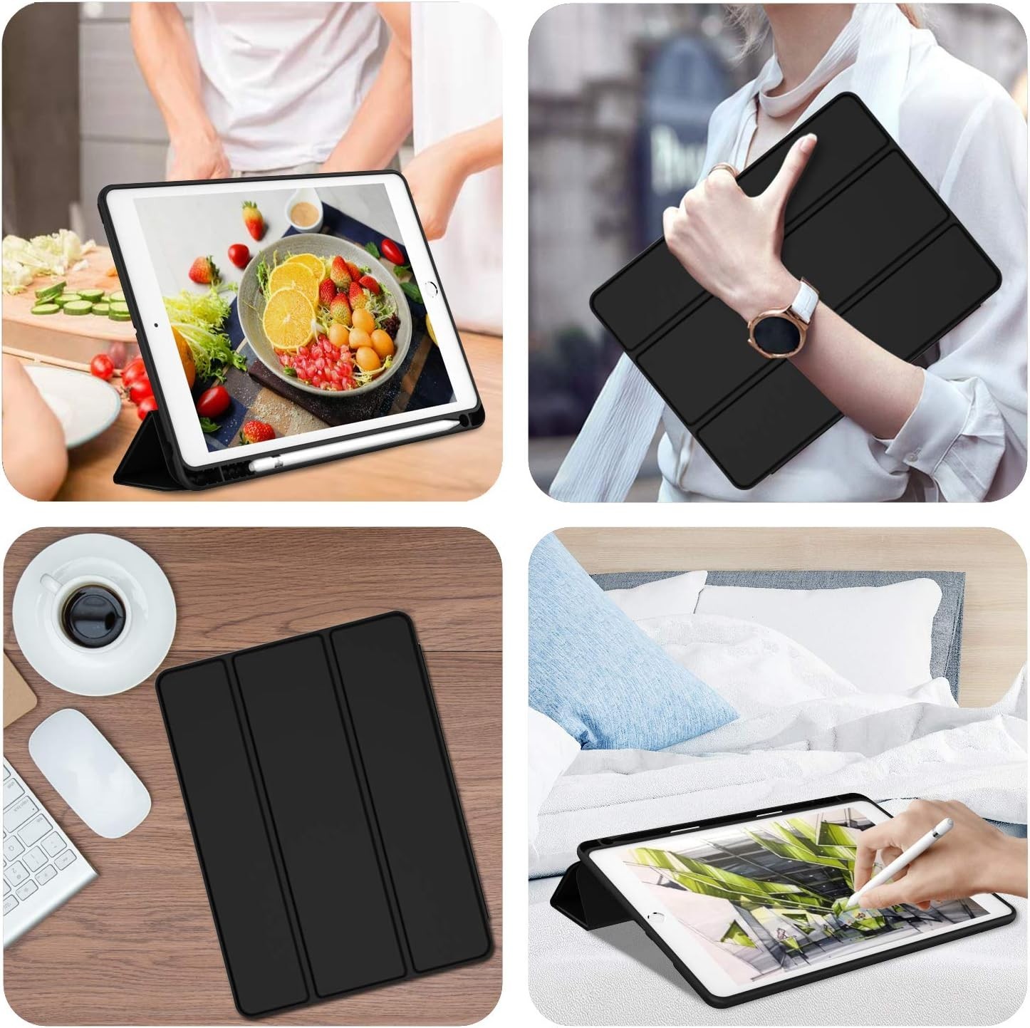 iPad 9th 8th 7th Generation 10.2″ Smart Cover Case for Apple Tablet w/ Soft Skin