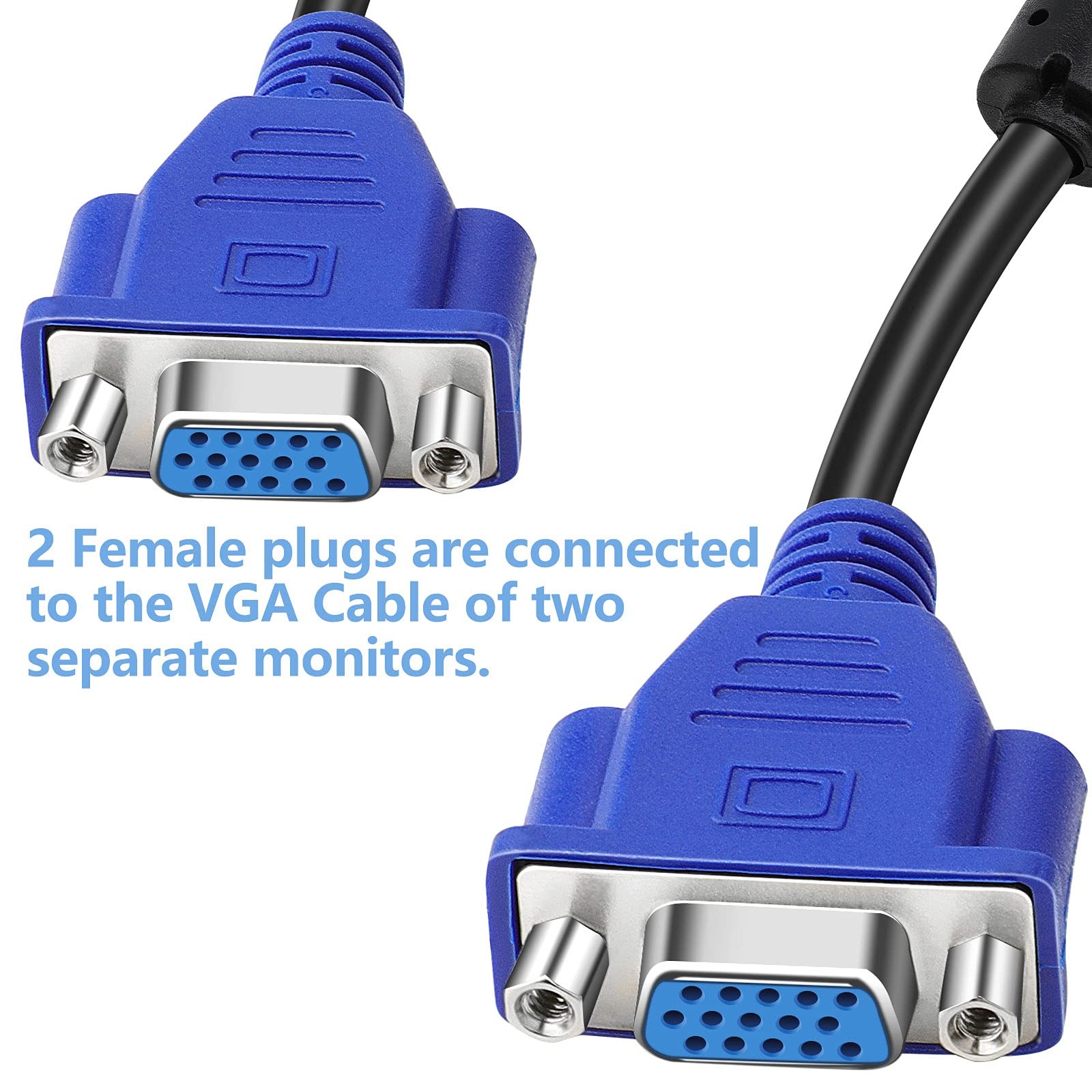Dual Vga Splitter Monitor Cable 1 Male To 2 Female Adapter Converter Vga Video Y