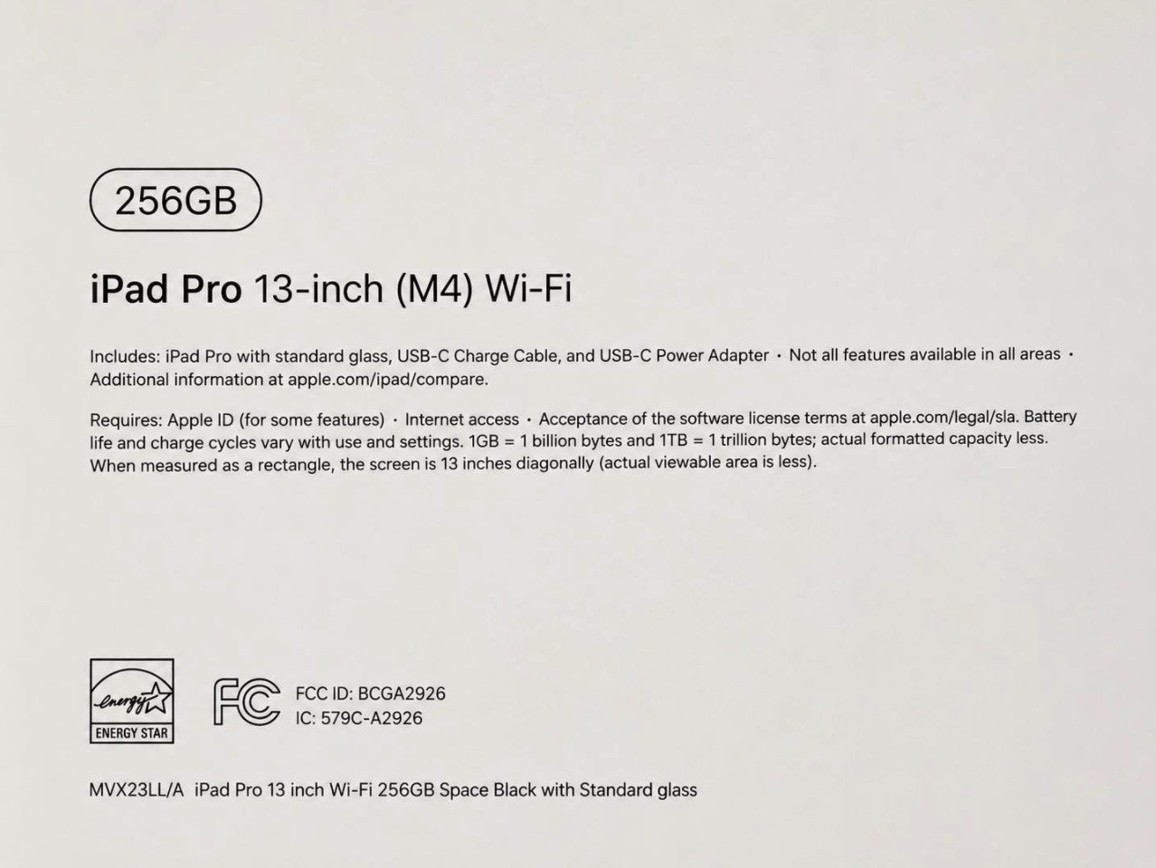 Apple iPad Pro 13″ M4 256GB Wi-Fi Space Black w/ Box Apple Warranty Until Sept.