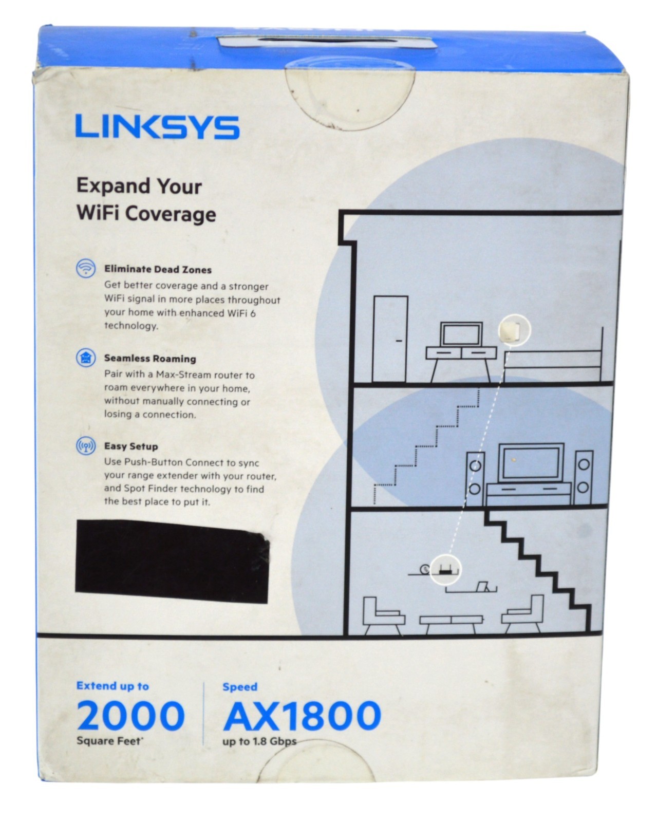 Linksys Max Stream Dual-Band WiFi 6 Range Extender AX1800 RE7350