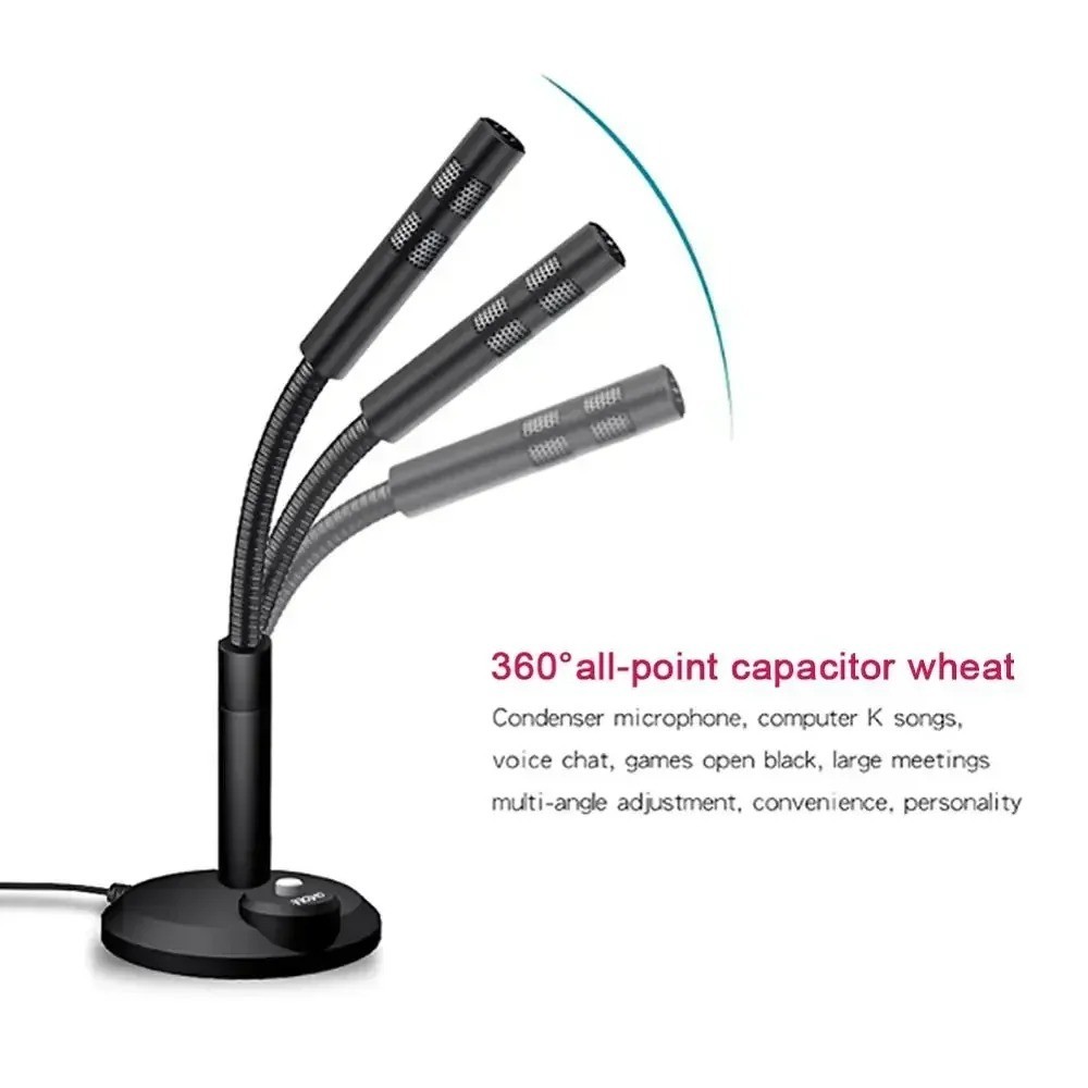 USB Desktop Microphone 3.5mm Omnidirectional PC Laptop Computer Mic for Computer