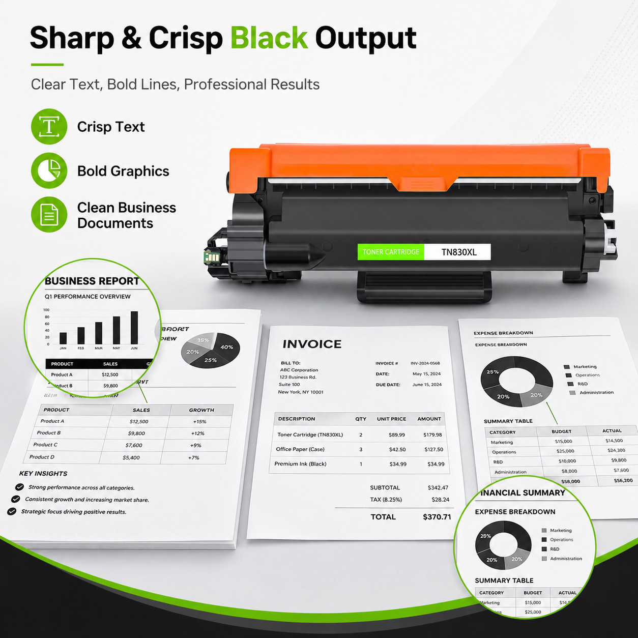 1PK TN830XL 830XL Toner Cartridge Compatible for Brother HL-L2400D HL-L2420DW