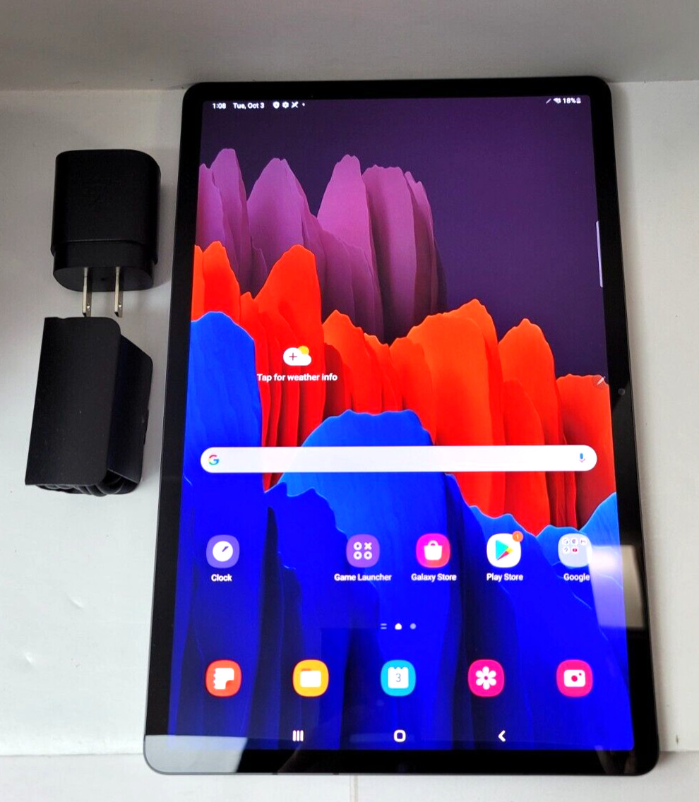 Samsung Galaxy Tab S7+ Plus 128GB, Wi-Fi, 12.4 in Mystic Black no S-Pen GREAT!