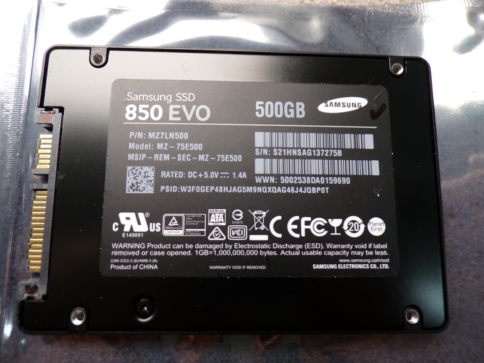 Samsung SSD 850 EVO 500GB SSD Solid State Drive 2.5″ MZ-75E500 #6334