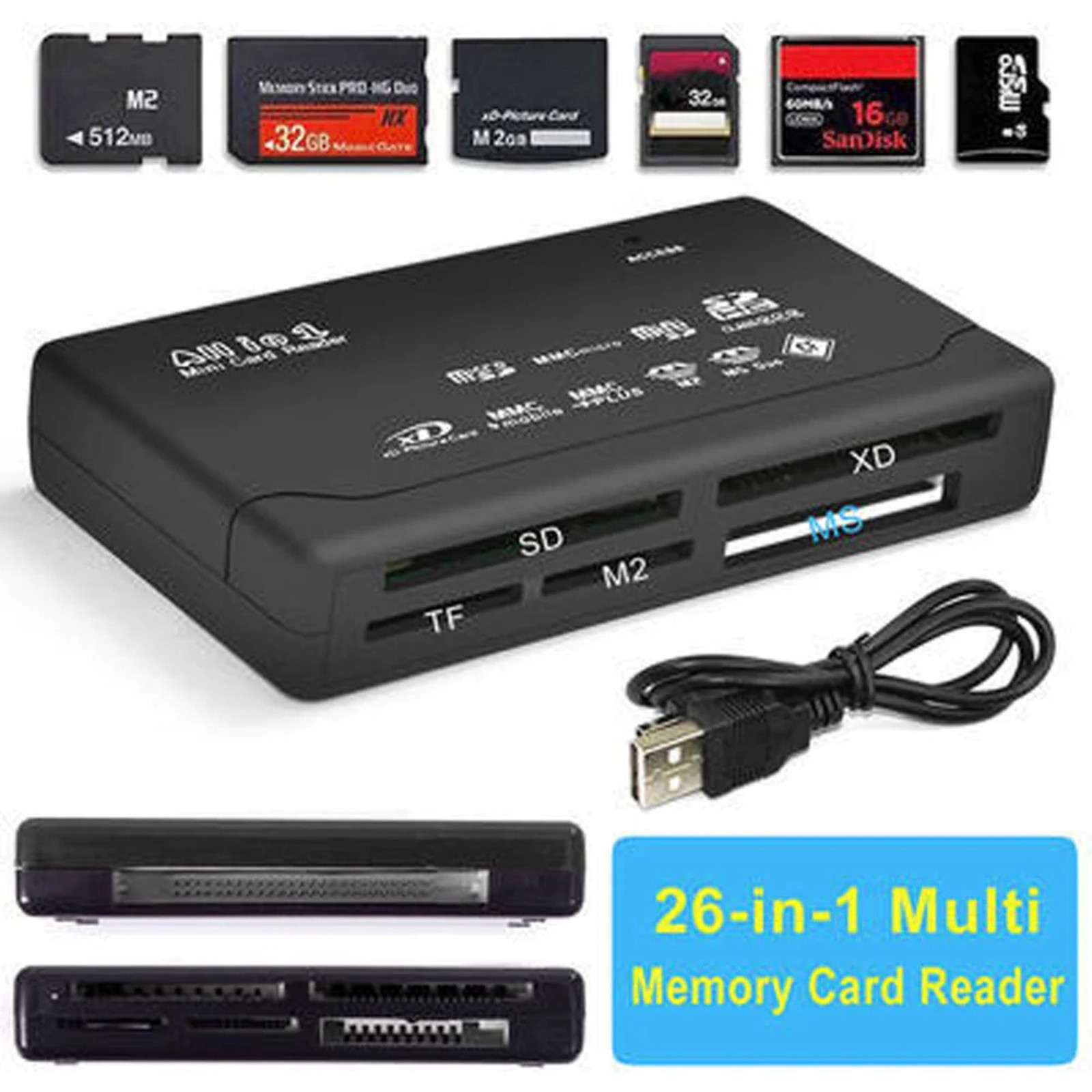 Memory Card Reader Mini 26-IN-1 USB 2.0 High Speed For CF xD SD MS SDHC Lot
