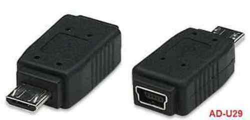 USB 2.0 Mini-B 5-Pin Female to Micro-B Male Adapter, CablesOnline AD-U29