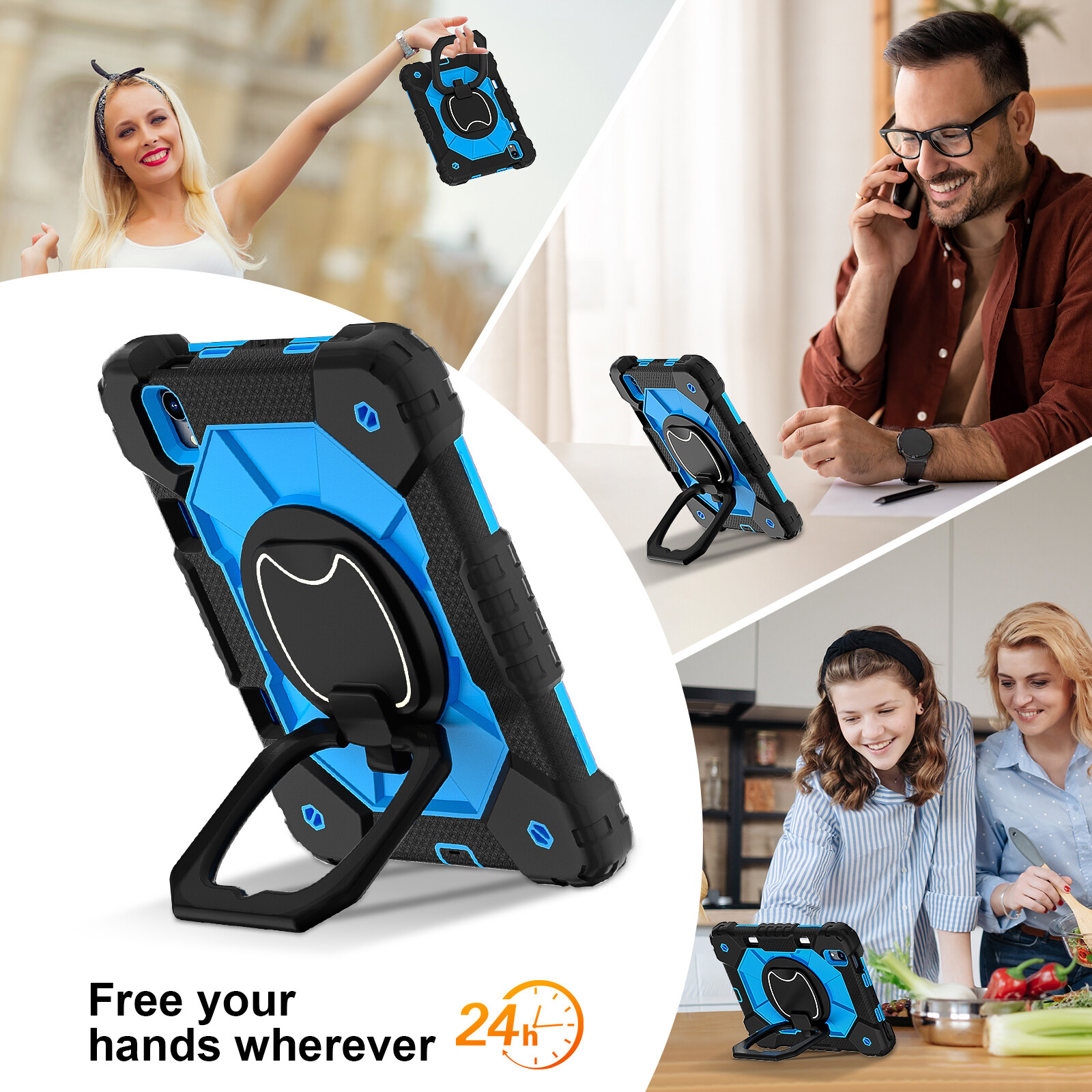 For iPad mini A17 Pro 2024/mini 6th Gen 8.3″ Shockproof Armor Stand Strap Case